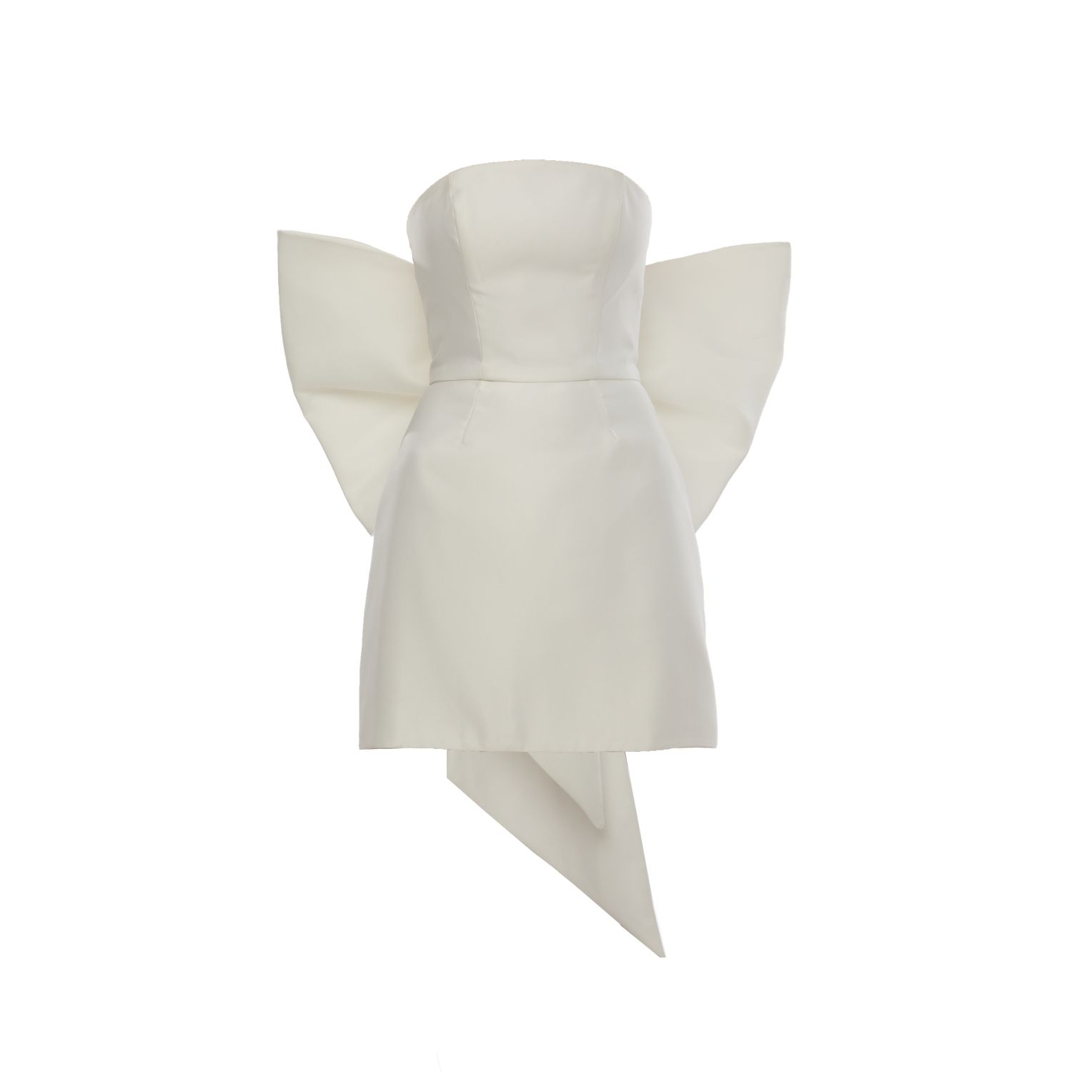 Women's Joy Dress + Big Bow | Strapless Mini In White | Medium | Baé Special Moments