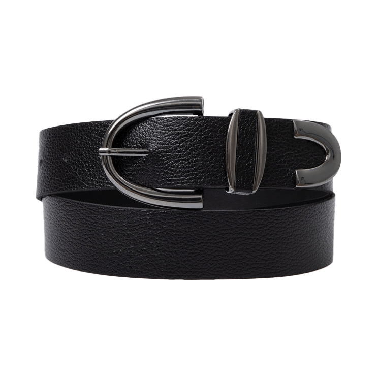 Women’s Arch Onyx Metal Buckle Leather Belt - Black Medium Beltbe