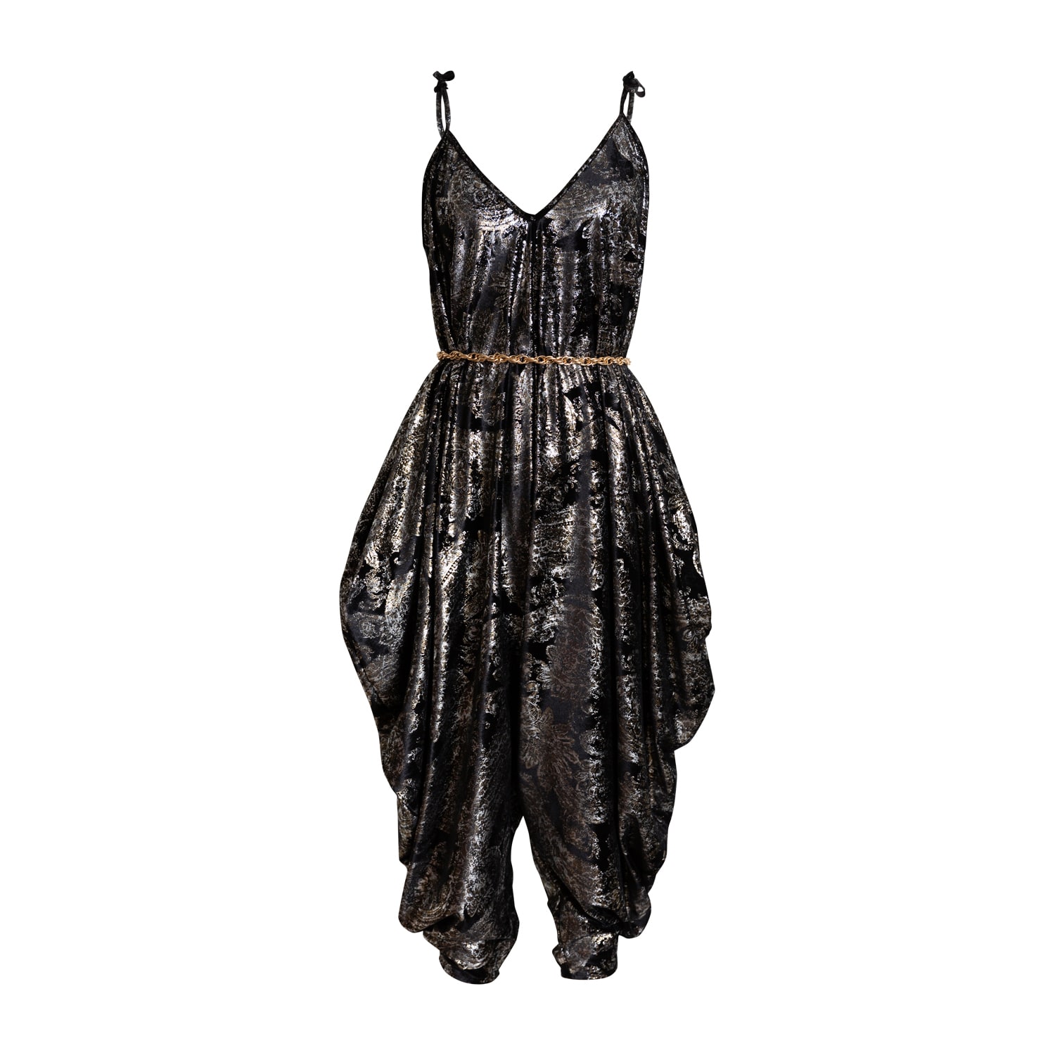 Women’s Gold / Black / Silver Harem Poiret Jumpsuit - Enchanting Alloys Xxl/3Xl Byvinnik