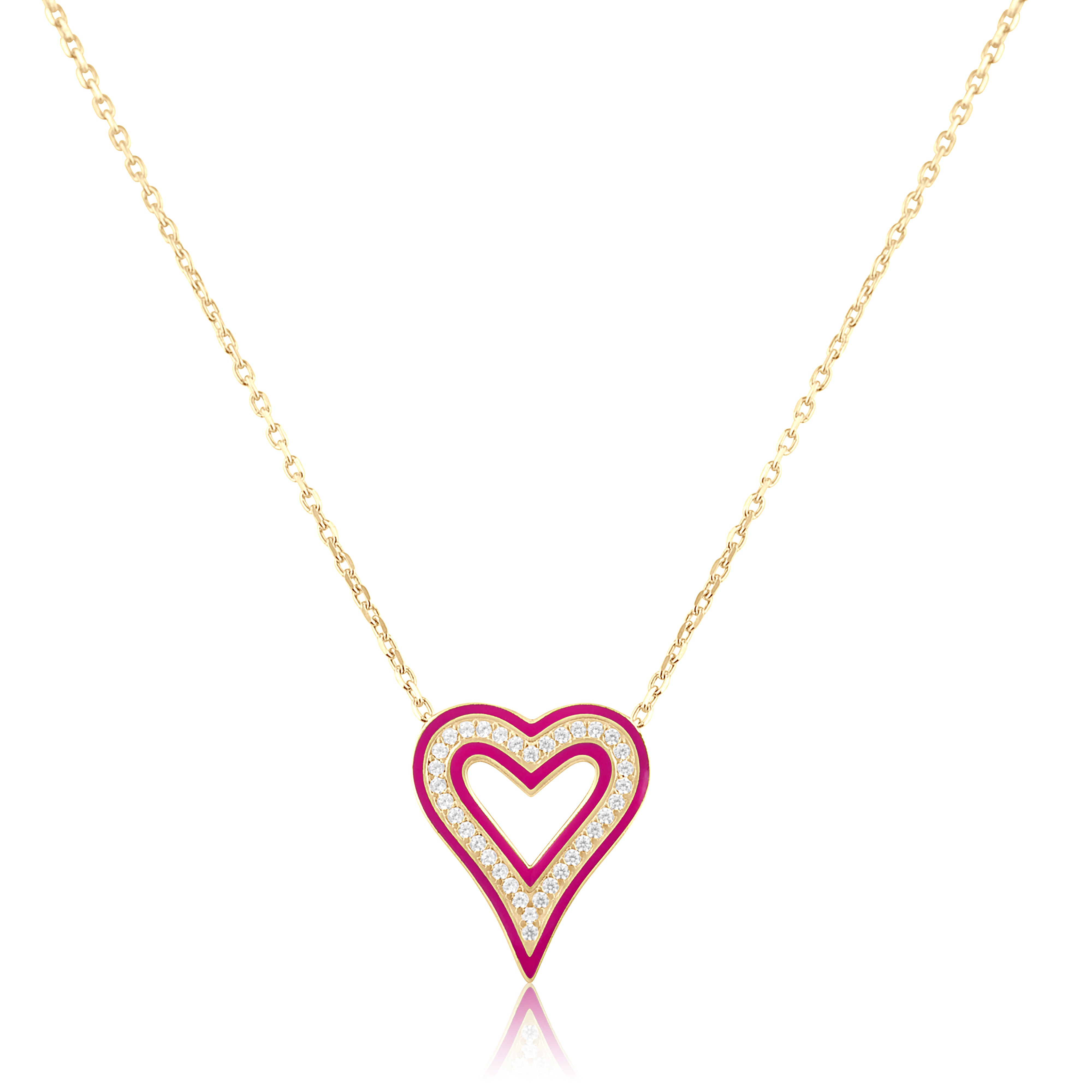 Women’s Pink / Purple Enamel Open Heart Necklace - Pink & Purple Shymi