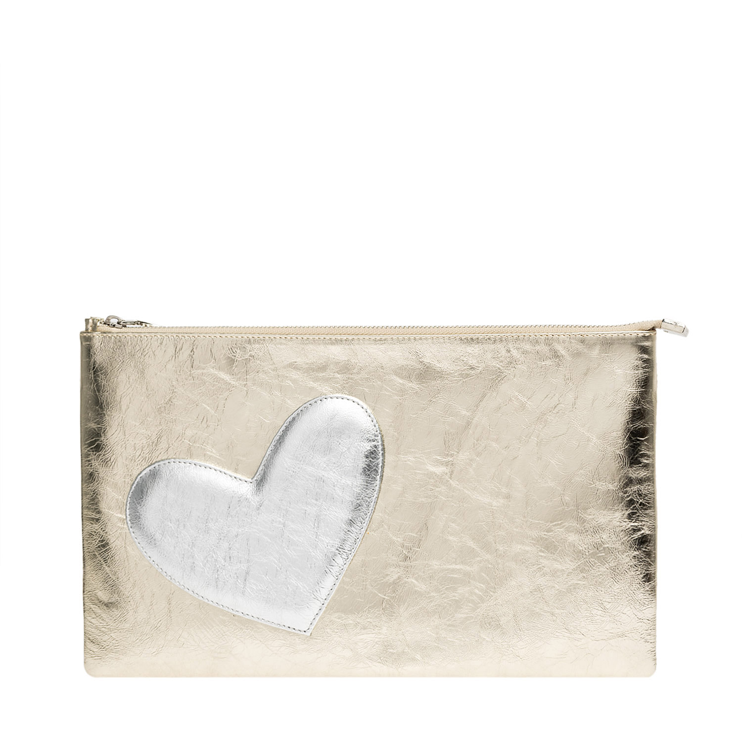 Laura Olaru Women's Gold Tassel Clutch Bag With Silver Heart Attached In Gold
