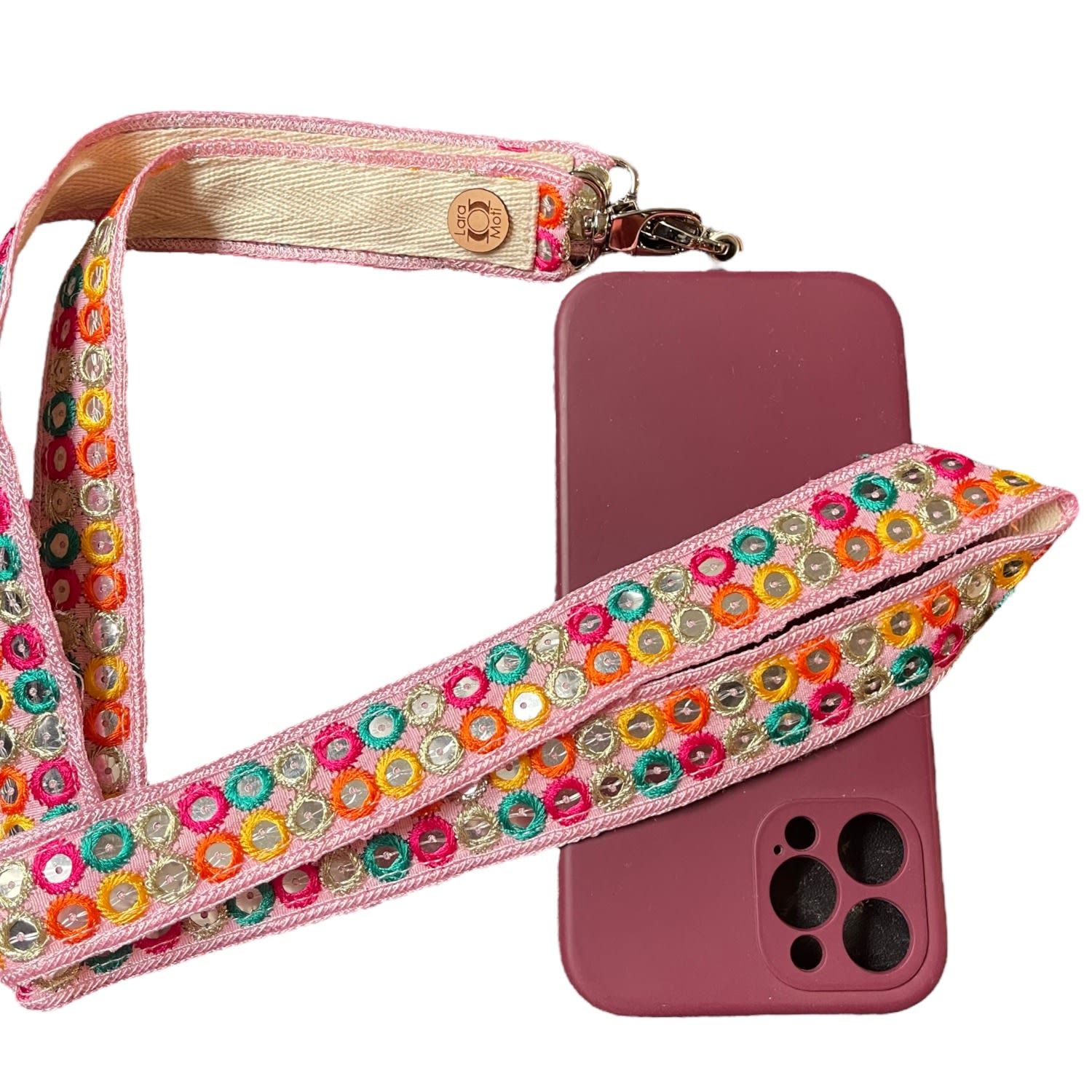 Pink / Purple Pink Mirrors Strap For Movile Phone Lara Moti