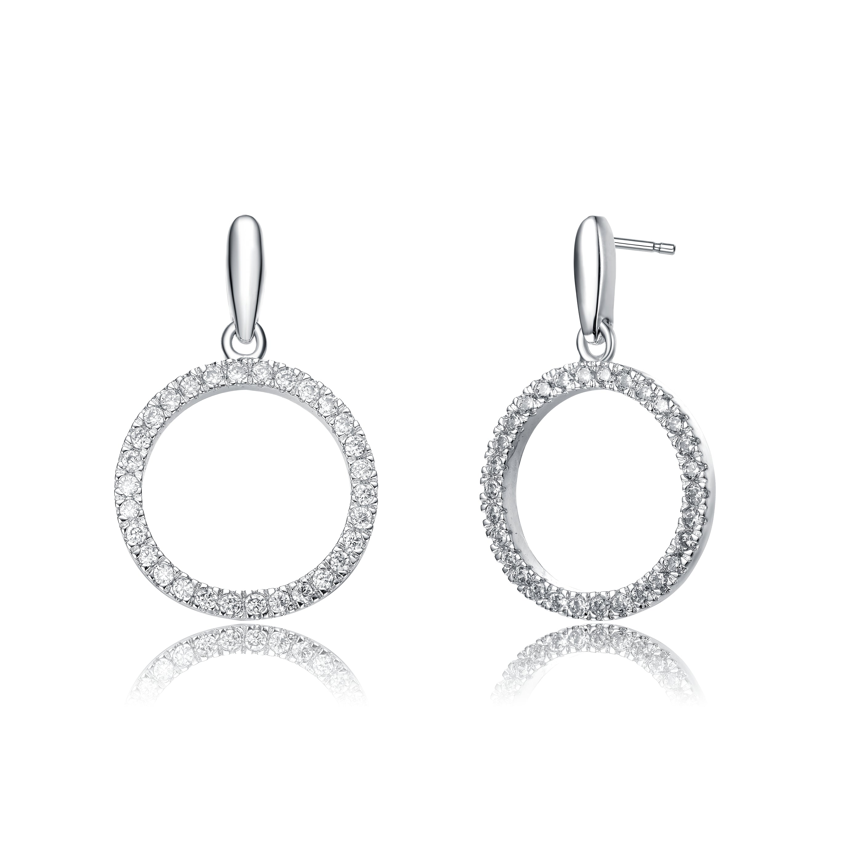 Genevive Jewelry Women's Gorgeous White Gold Plated With Clear Cubic Zirconia Halo Stud Earrings In White