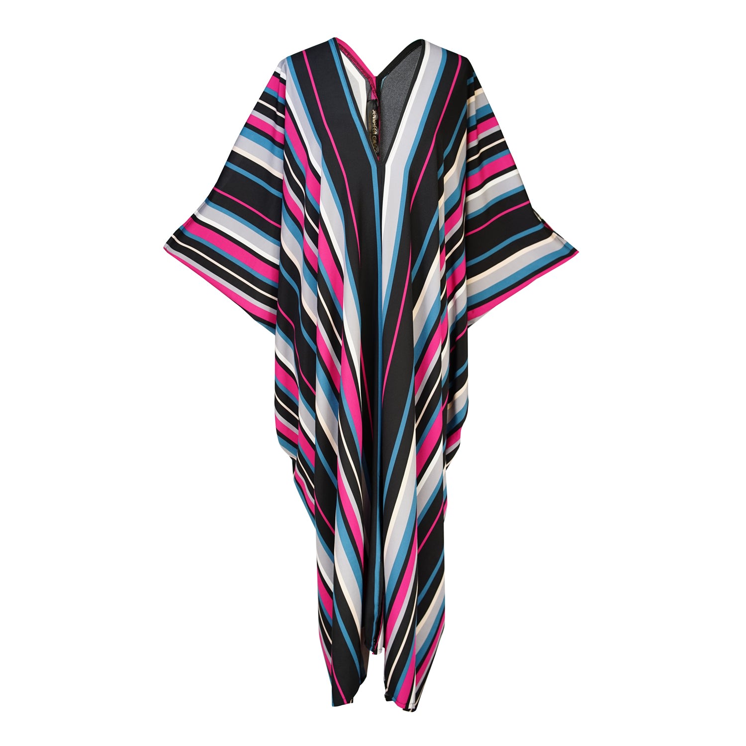 Women’s Raspberry Stripe Caftan Kaftan Dress One Size Jennafer Grace