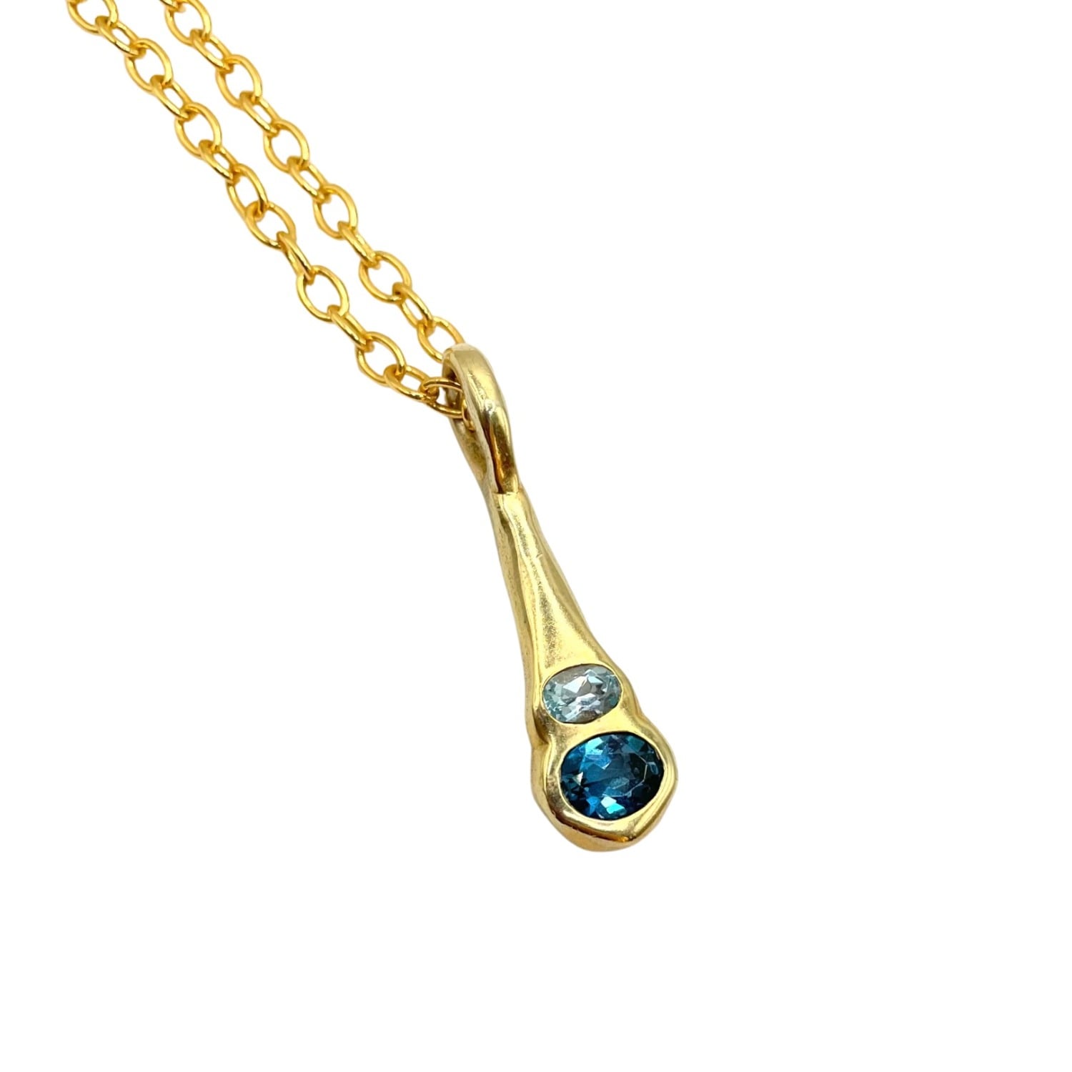 Amy Delson Jewelry Women's Blue / Gold Olivia - Ombré London, Swiss Blue Topaz Two Stone Gold Pendant Necklace