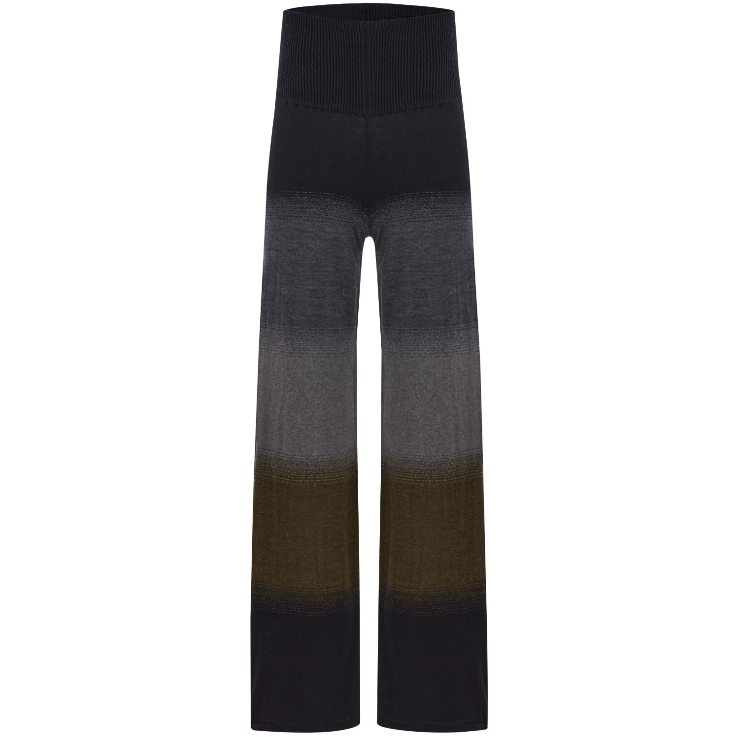 Peraluna Women's Color Transition Bell Bottom High-waisted Knit Trousers - Black/grey In Black/gray