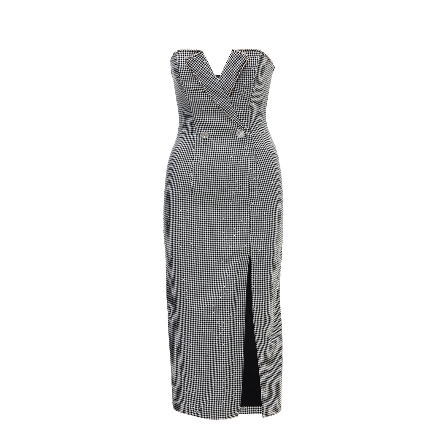 Nissa Women's White / Black Embellished Midi Dress In Gray