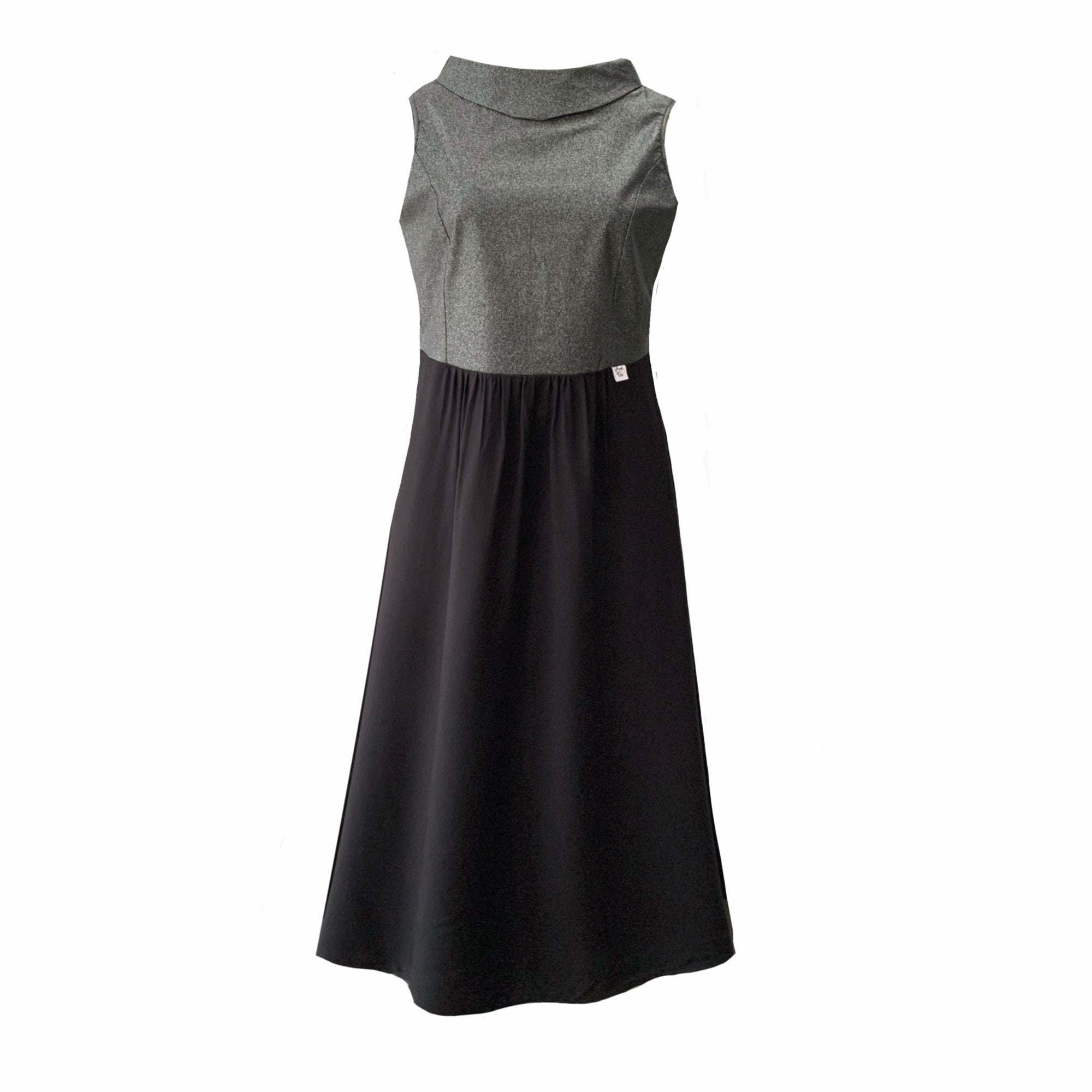 Women’s Black / Silver Midi Crocus Dress In Silver And Black Large Frock Tales