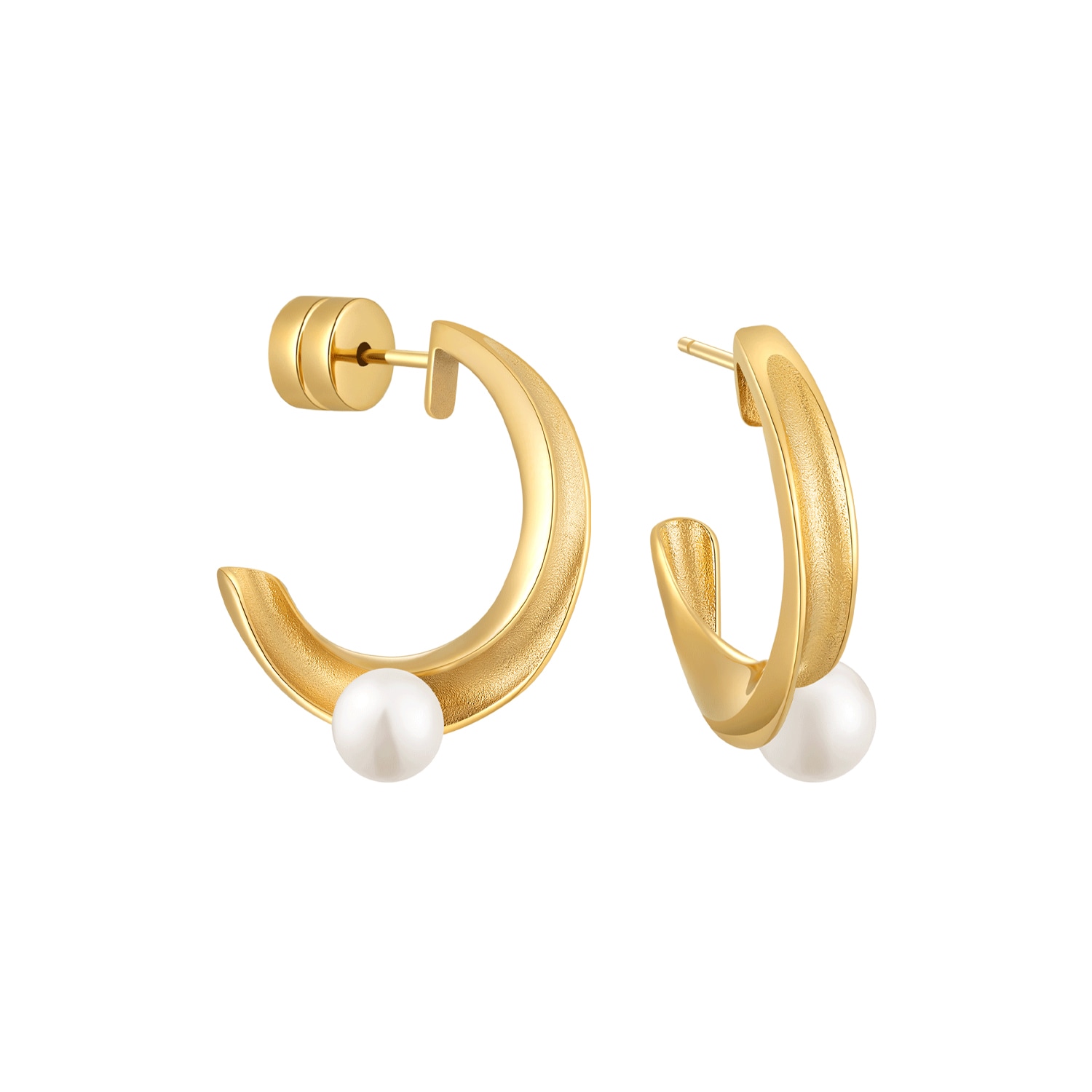 Women’s Urban Chic Undulation Pearl Hoop Earrings - Gold Me30