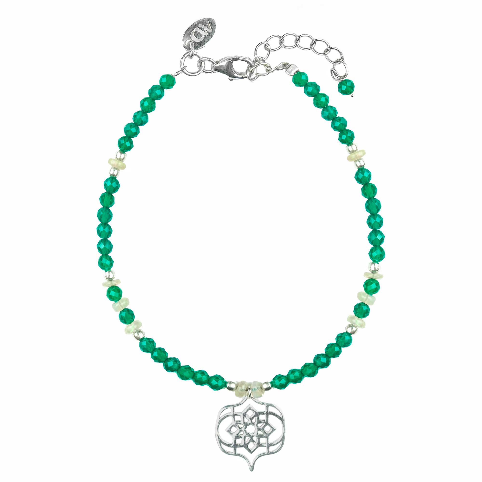 Charlotte's Web Jewellery Women's Green / Silver Sevilla Dream Silver Beaded Bracelet - Green Onyx & Opal In Multi