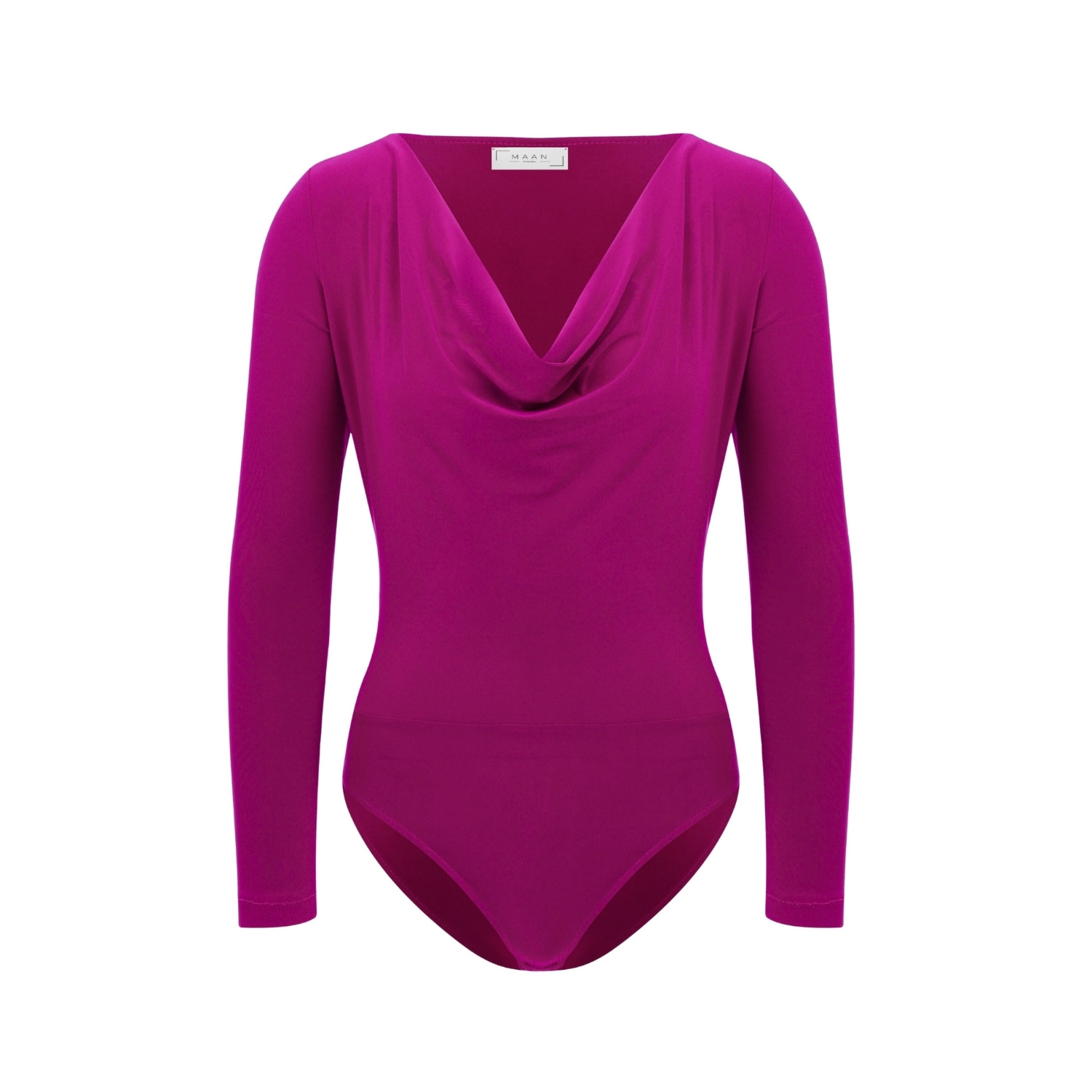 Maan Istanbul Women's Pink / Purple Drape Deep Collar Magenta Bodysuit - Viva In Purple