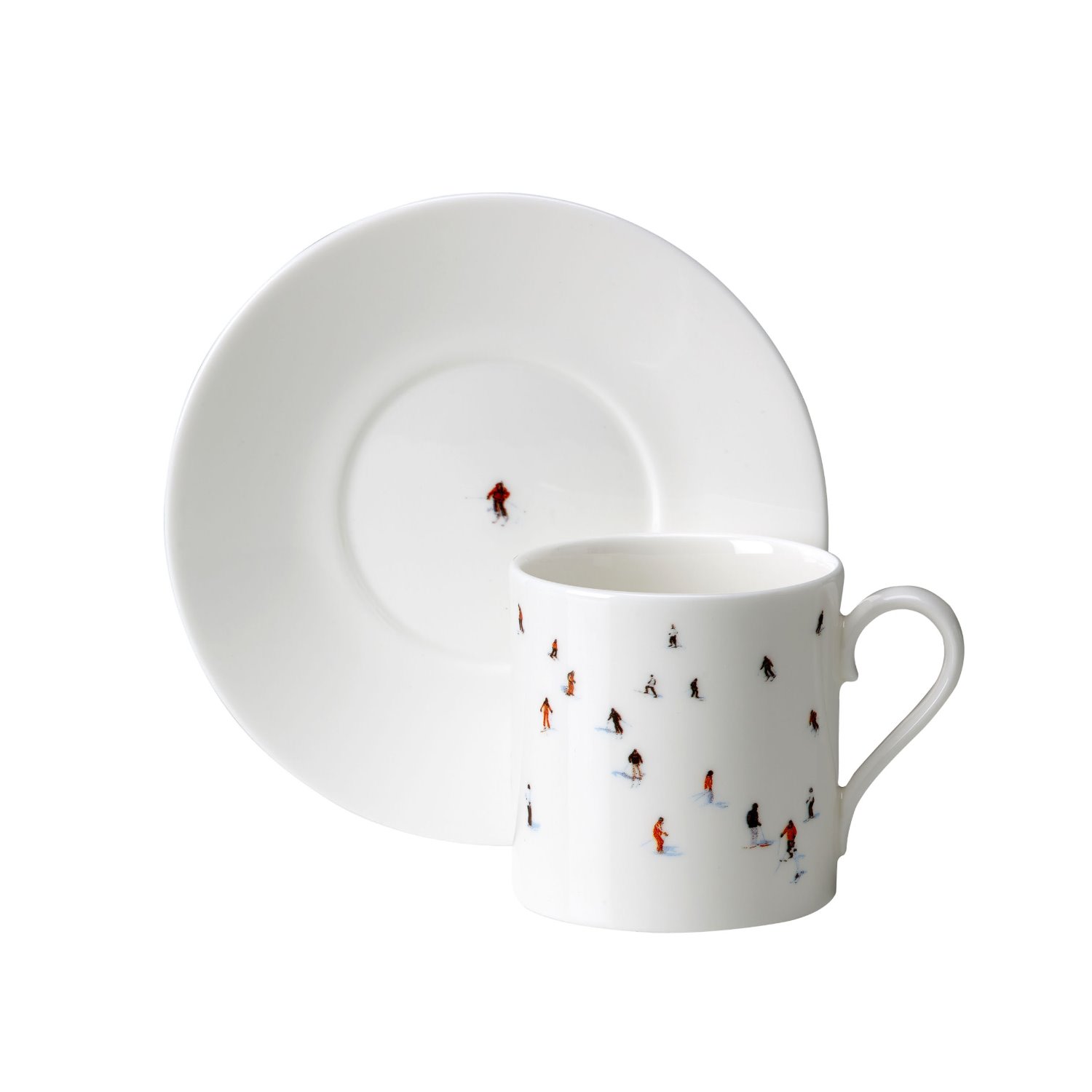 White Skiers Espresso Cup & Saucer Dede Johnston