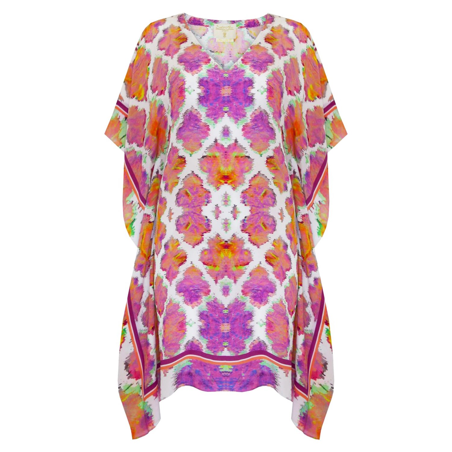 Women’s Yellow / Orange / Pink Sunset Paradise Classic Silk Kaftan Small Sophia Alexia