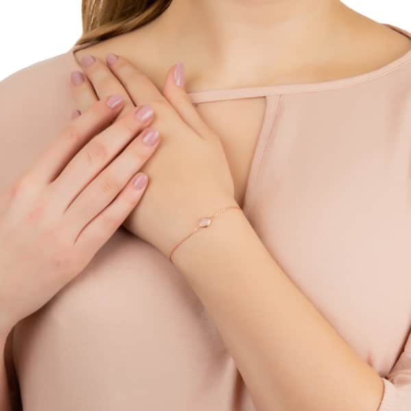 Latelita London Pisa Mini Teardrop Bracelet Gold Rose Quartz In Teardrop