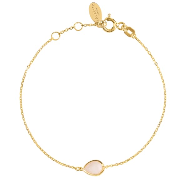 Latelita London Pisa Mini Teardrop Bracelet Gold Rose Quartz In Teardrop