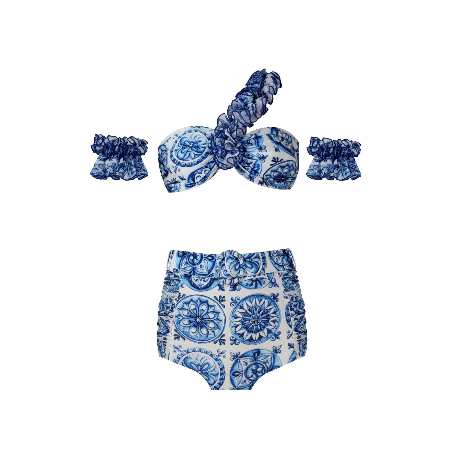 Nur Karaata Women's Blue Lilou Bleu Blanc Bikini Set In Blue
