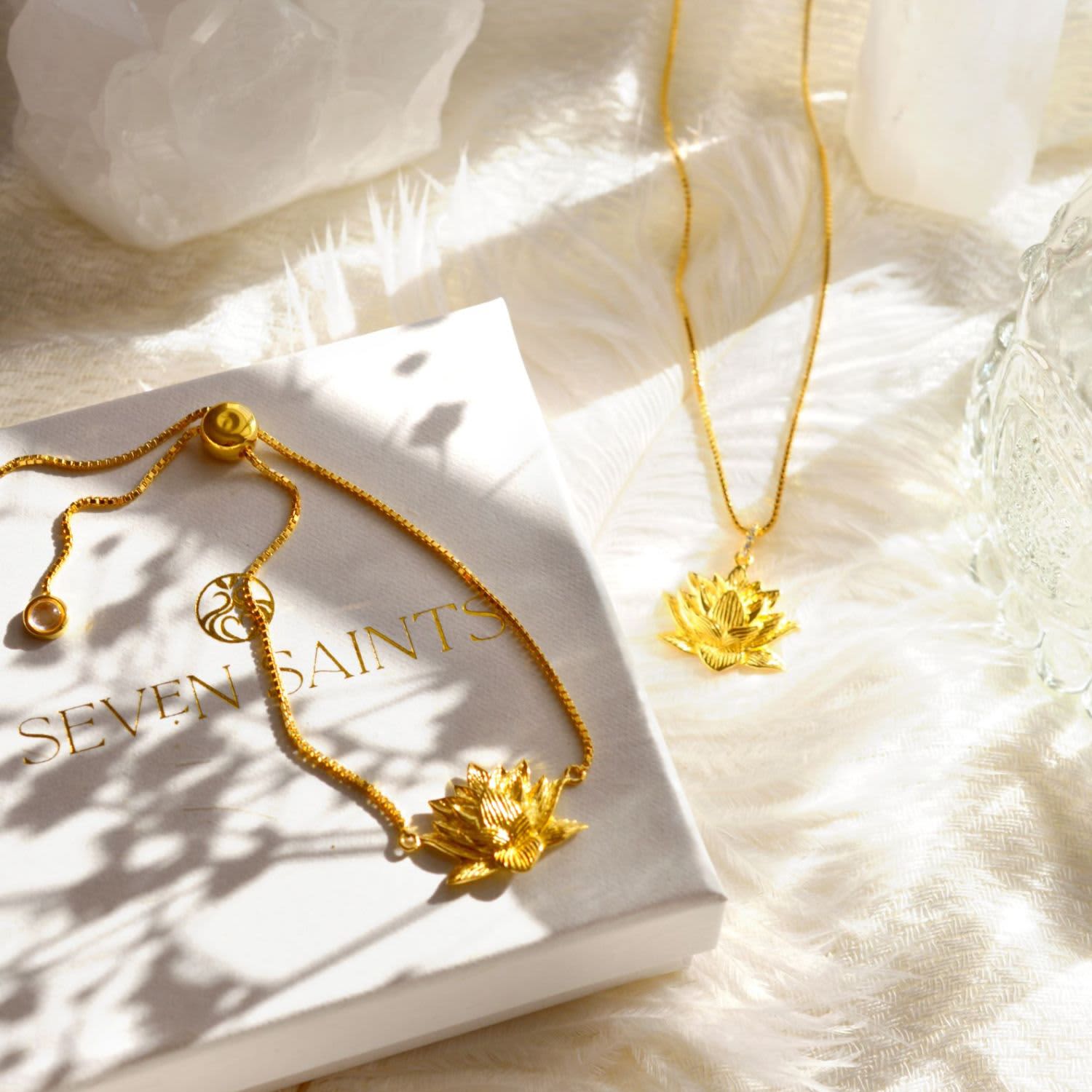 Awakened Lotus Necklace, Gold Over Sterling Silver | Seven Saints