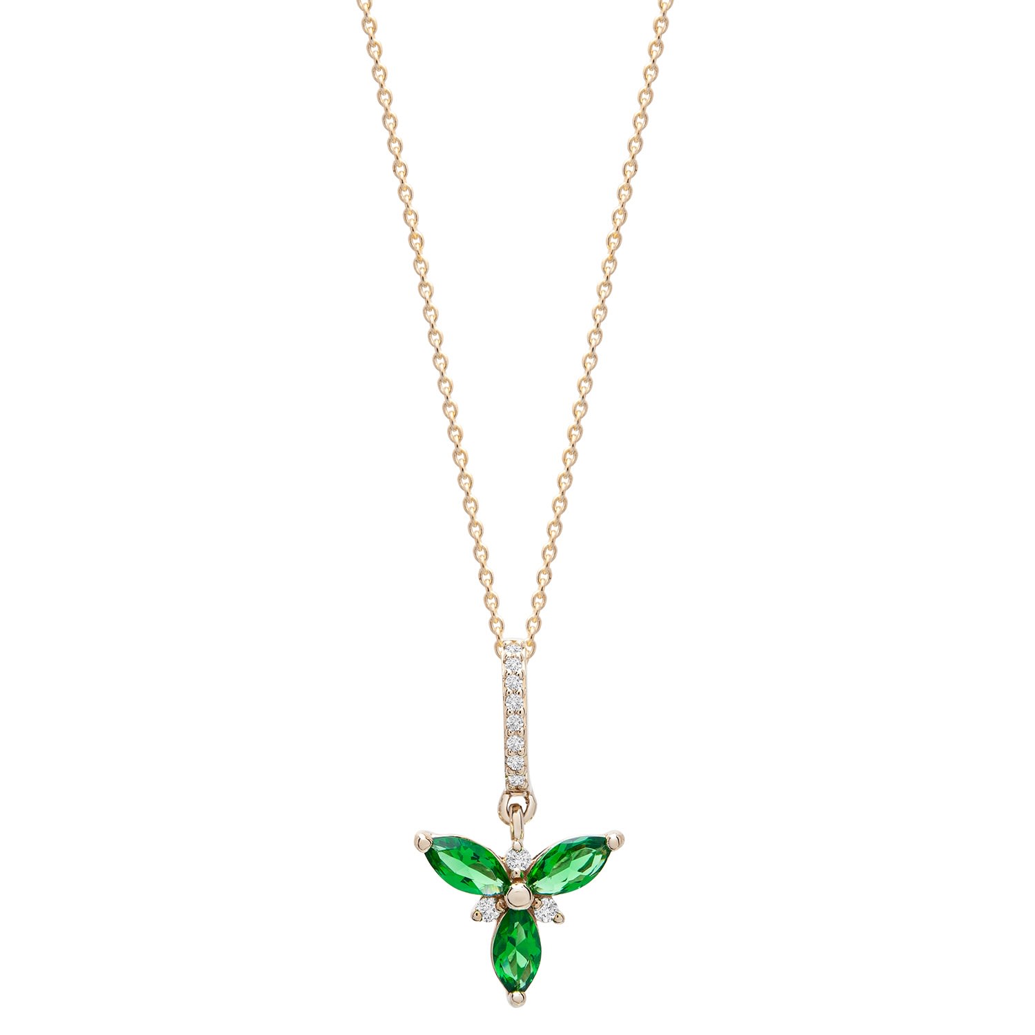 Women’s Green Emerald Flower & Diamond Accent Pendant Miki & Jane