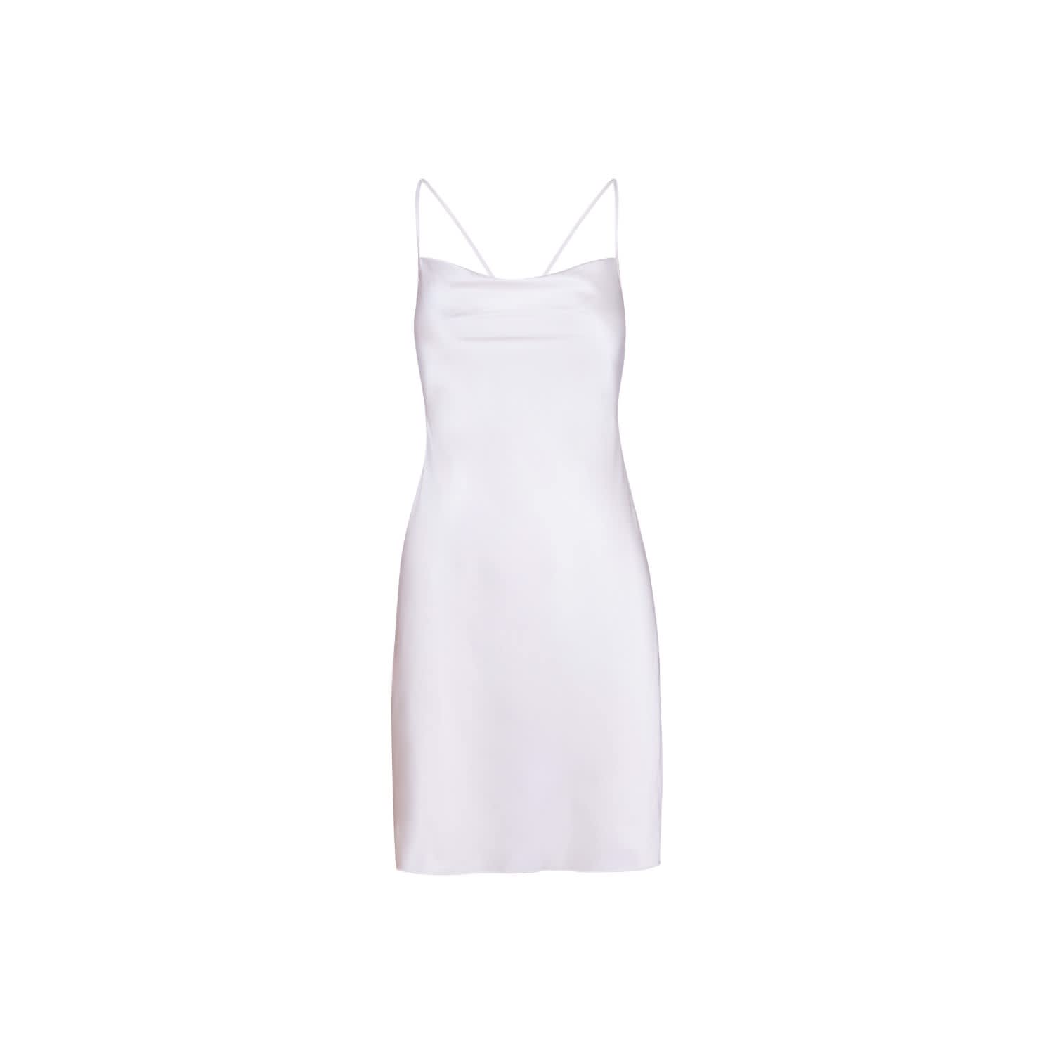 Silk Short Dress In White Incantevole Milano Wolf Badger