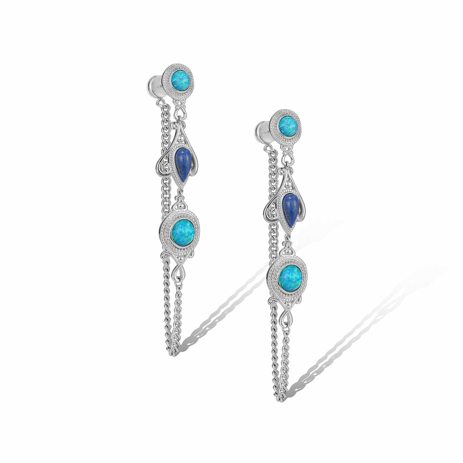 Women’s Blue / Silver Bee Priestess Earrings Retro Chic