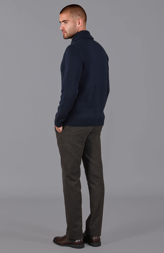 Mens Midweight Cotton Shawl Collar Sebastian Cardigan - Navy