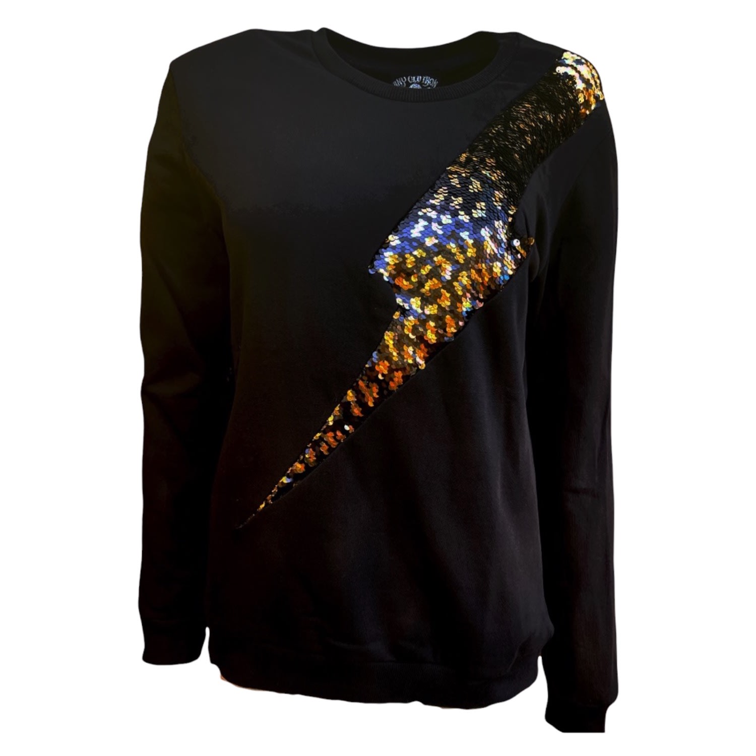 Women’s Black Any Old Iron Golden Lightning Leopard Sweatshirt Xl