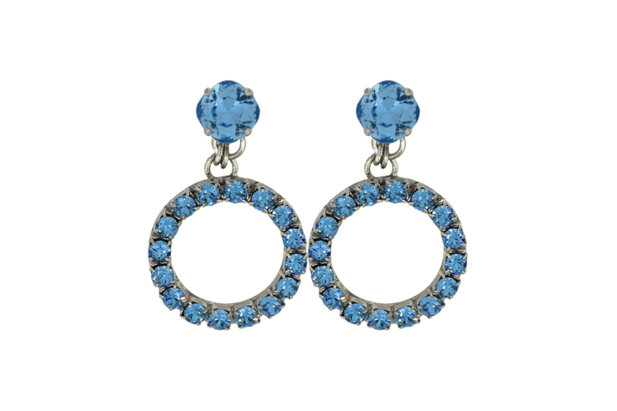 Vickisarge Women's The Small Blue Hoop Earrings In Platinum - Clip