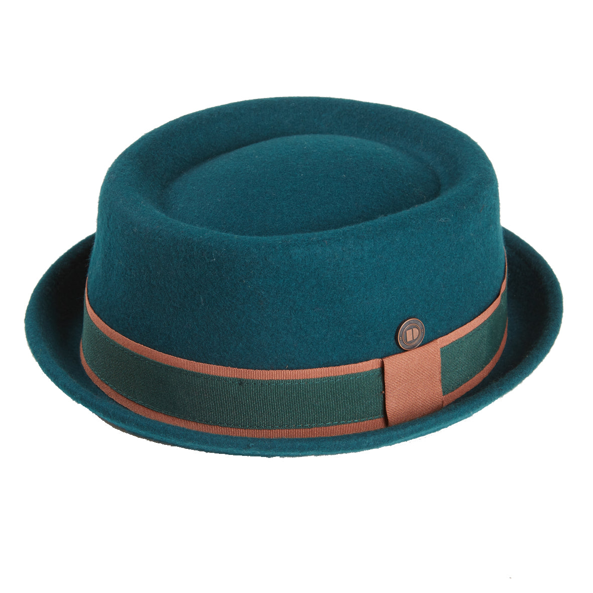 Men's Green / Blue Leo Hemlock Teal Green Felt Skimpy Brim Short Brim Rude Boy Mod Style Porkpie Hat | 59Cm | Dasmarca Hats