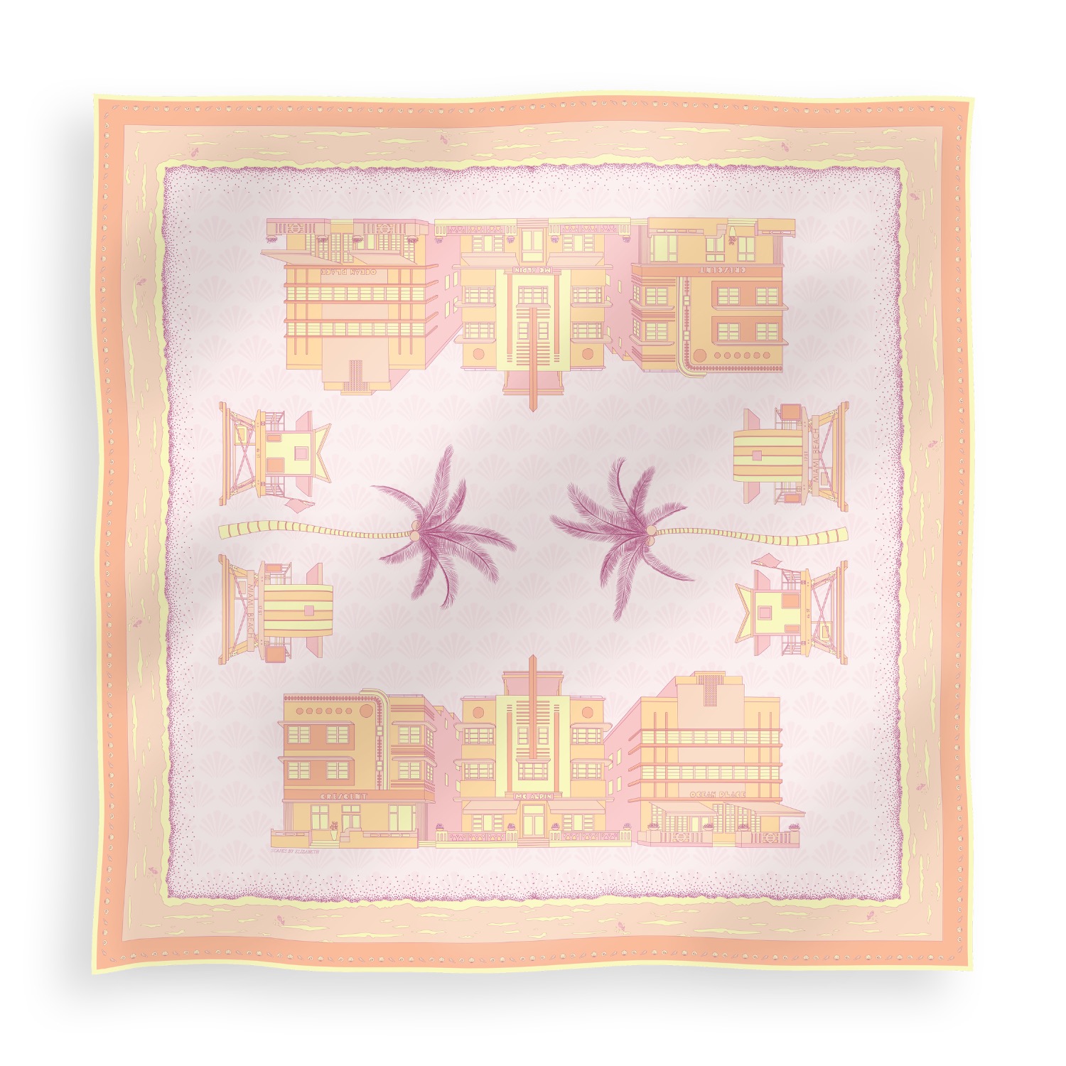 Scapes By Elizabeth Women's Pink / Purple / Yellow Miami Beach Silk Scarf In Sunset In Pink/purple/yellow