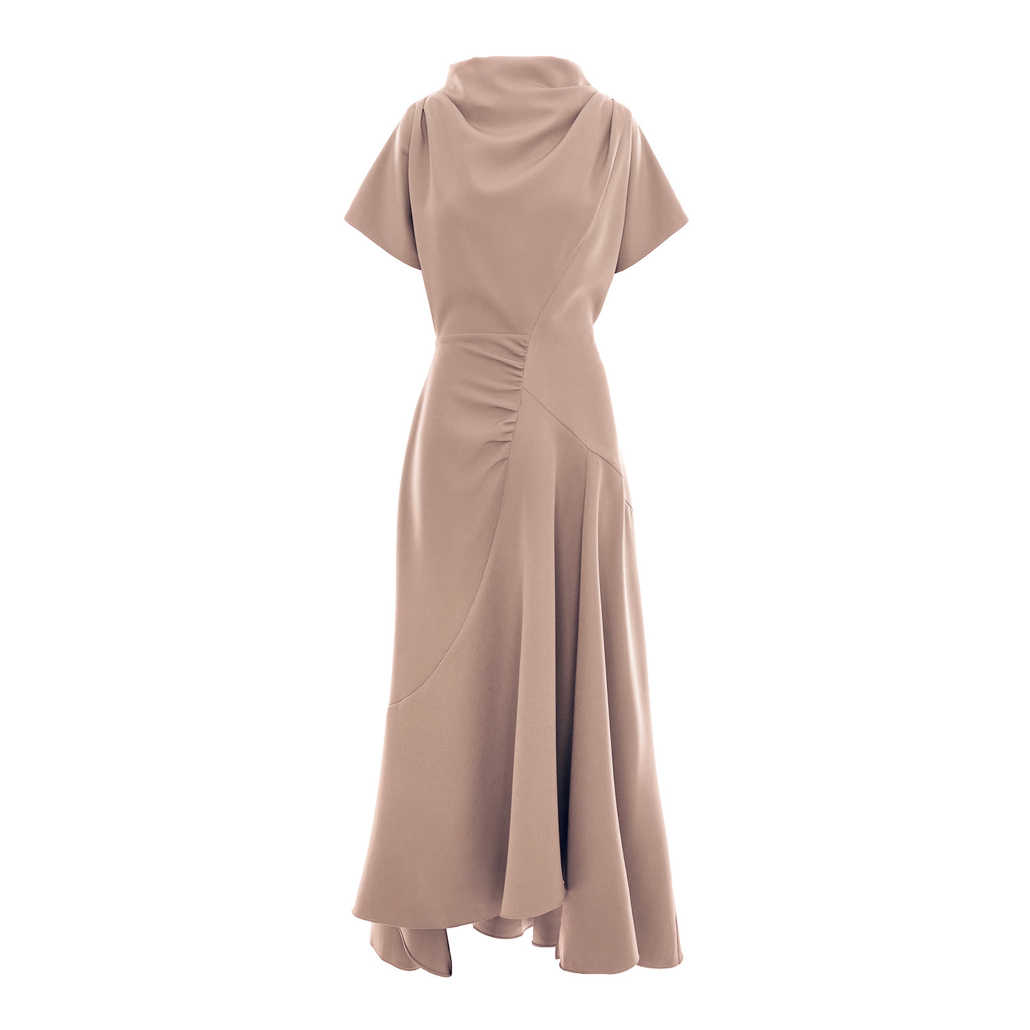 Concept A Trois Women's Neutrals Nude Dress With Front Drape And Collar
