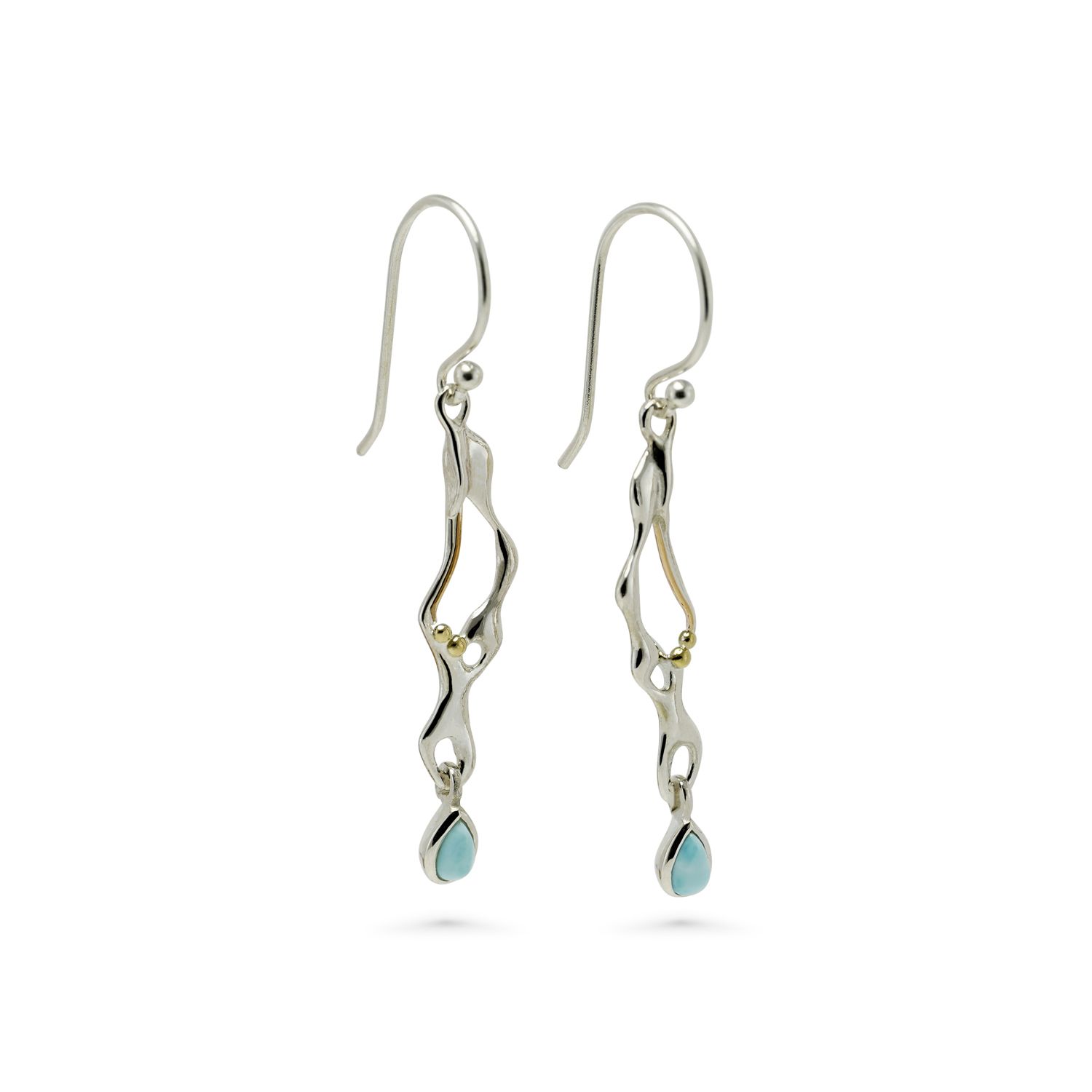 Isla Silver Women's Blue / Silver Sterling Silver Molten Earrings With Teardrop Larimar