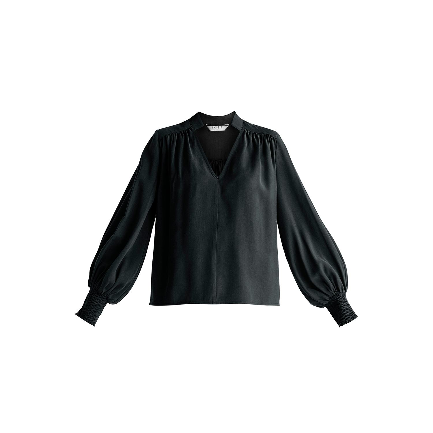 Paisie Women's V-neck Blouse With Gathered Detail In Black