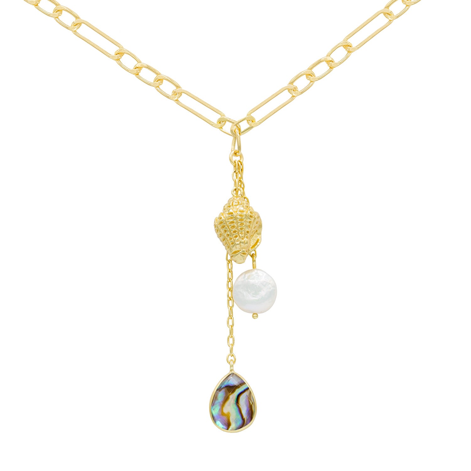 Marcia Moran Women's Gold Ula Necklace With Pearl And Abalone