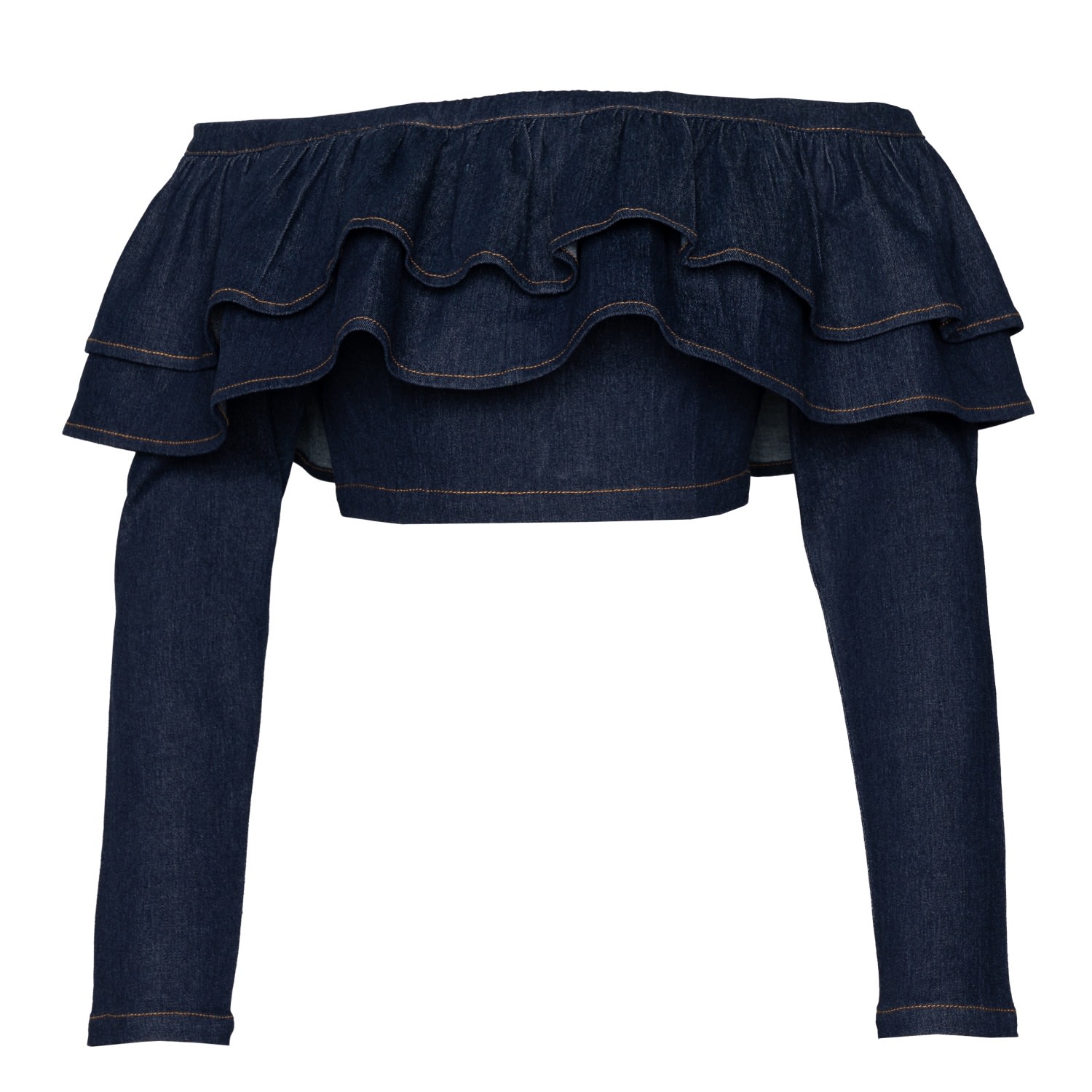 Ofuure Women's Blue Dija Denim Ruffle Crop Top In Blue