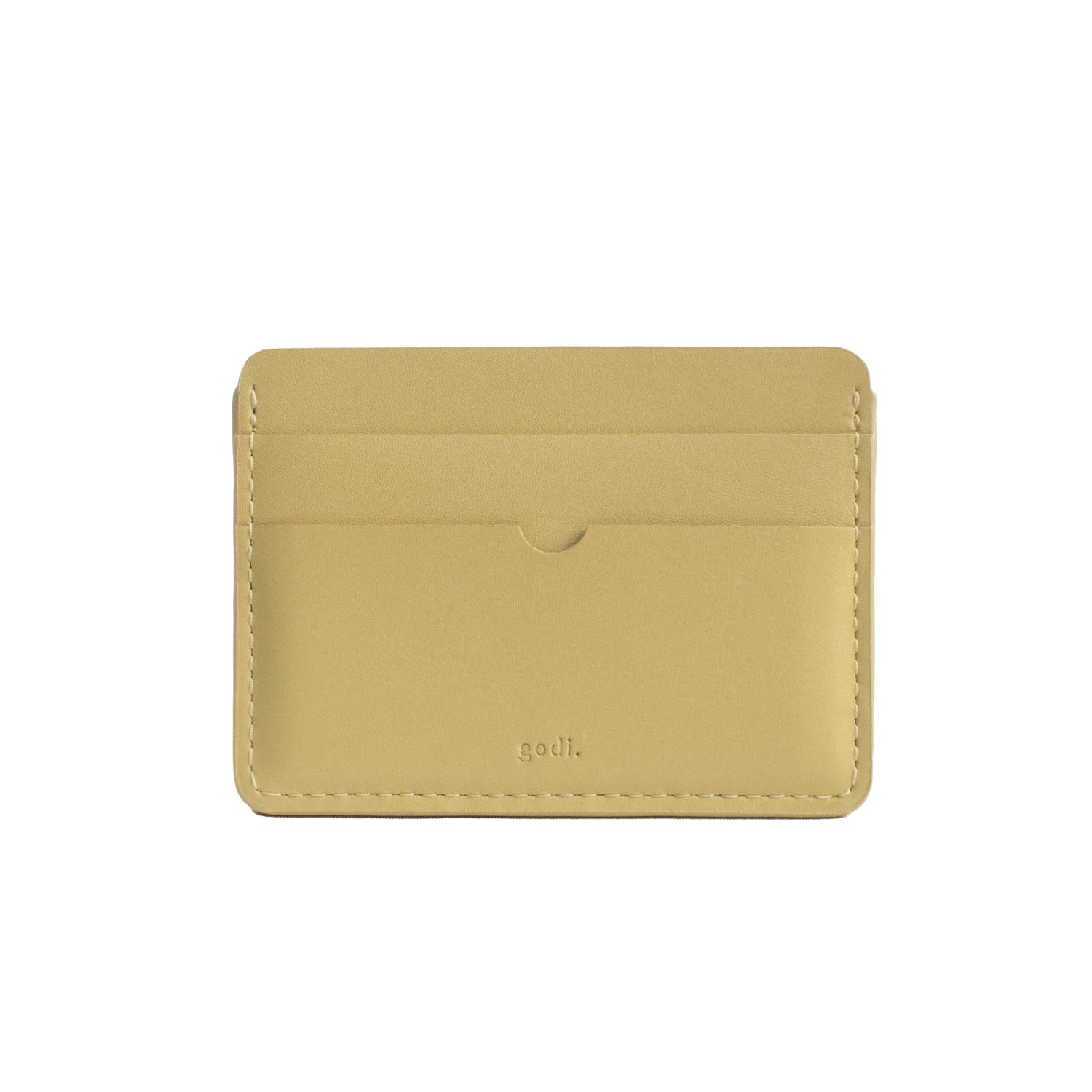Godi. Women's Gold Handmade Leather Card Case - Champagne Yellow In Gold