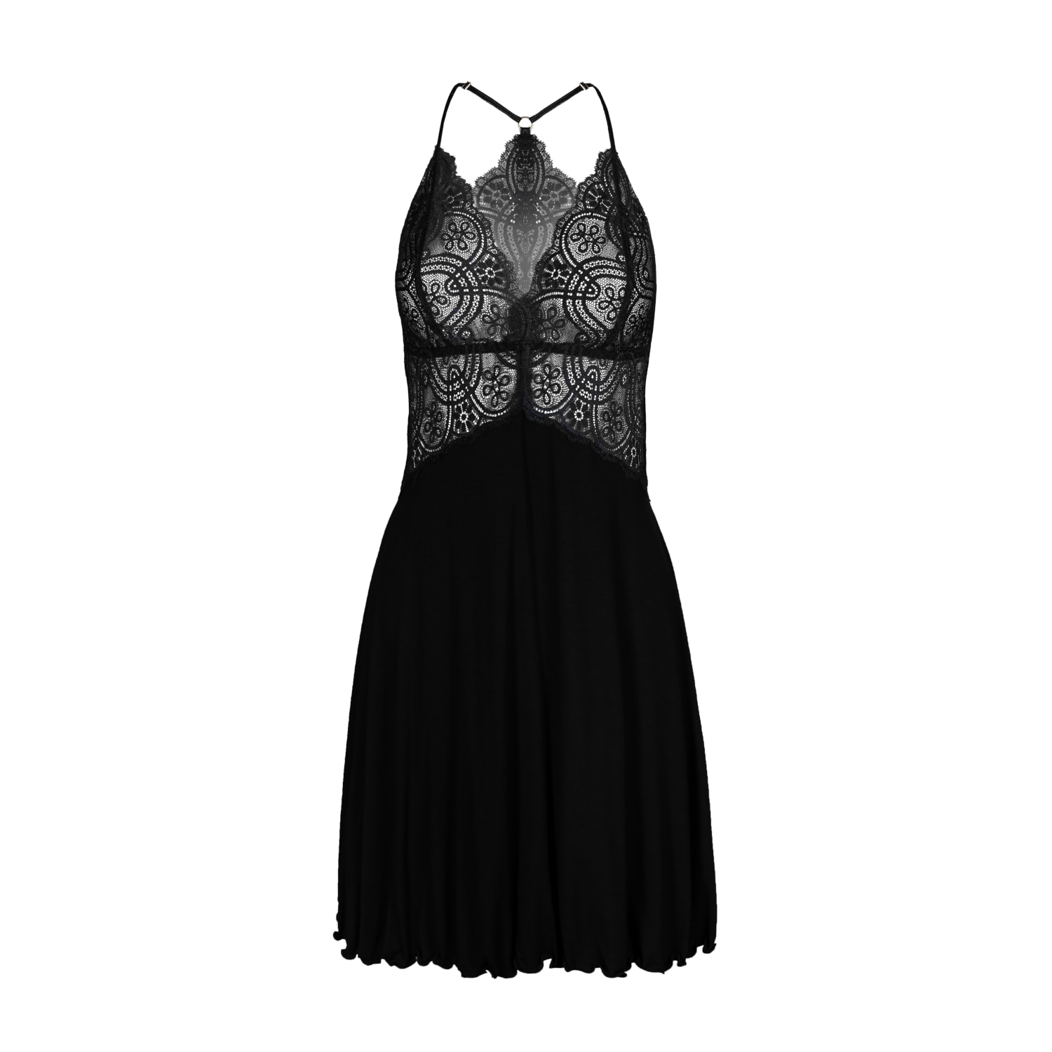 Oh!zuza Night&day Women's Short Lace Camisole Nightgown In Ink Black In Black