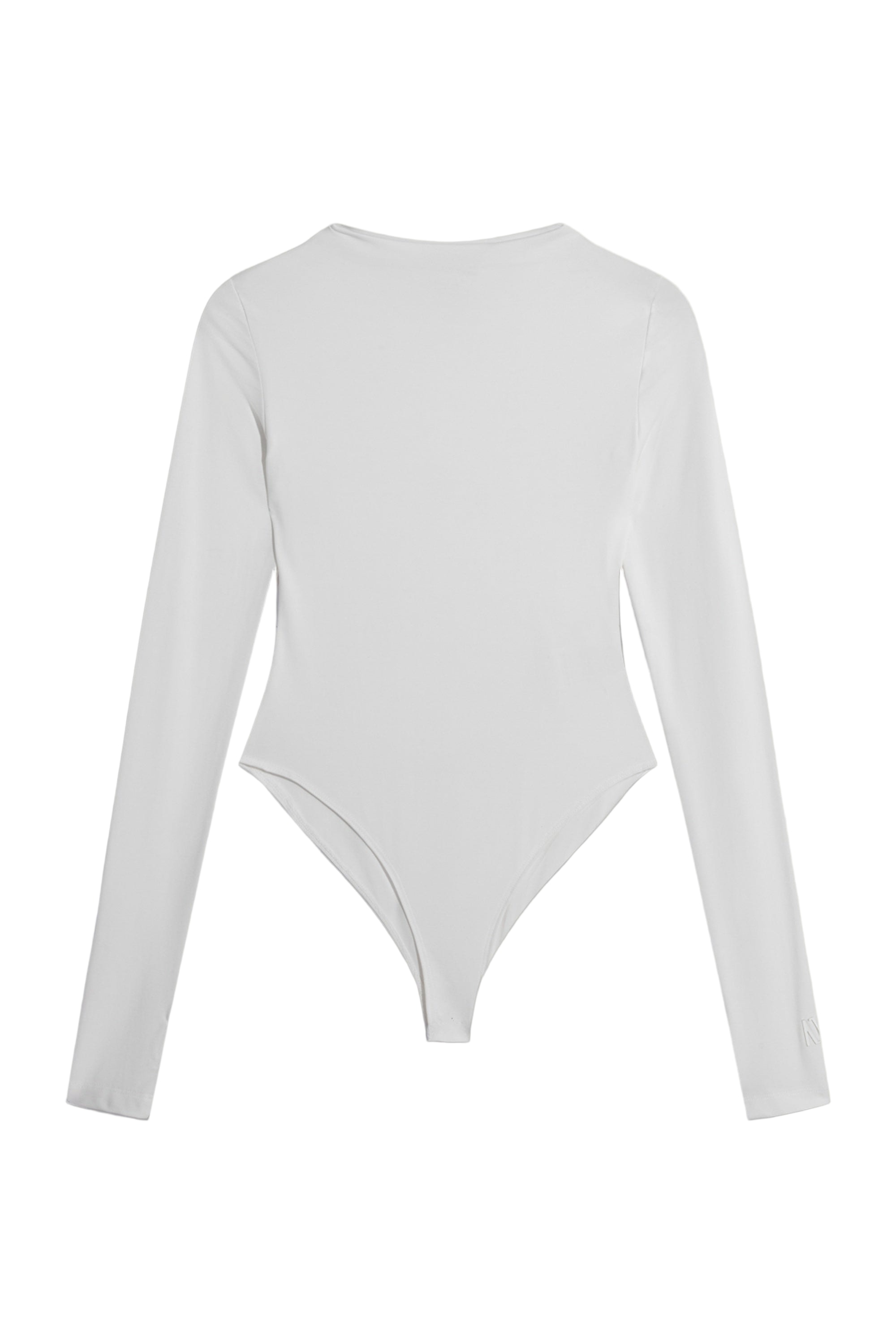 Nocturne Women's White Long-sleeve Jersey Bodysuit In Gray