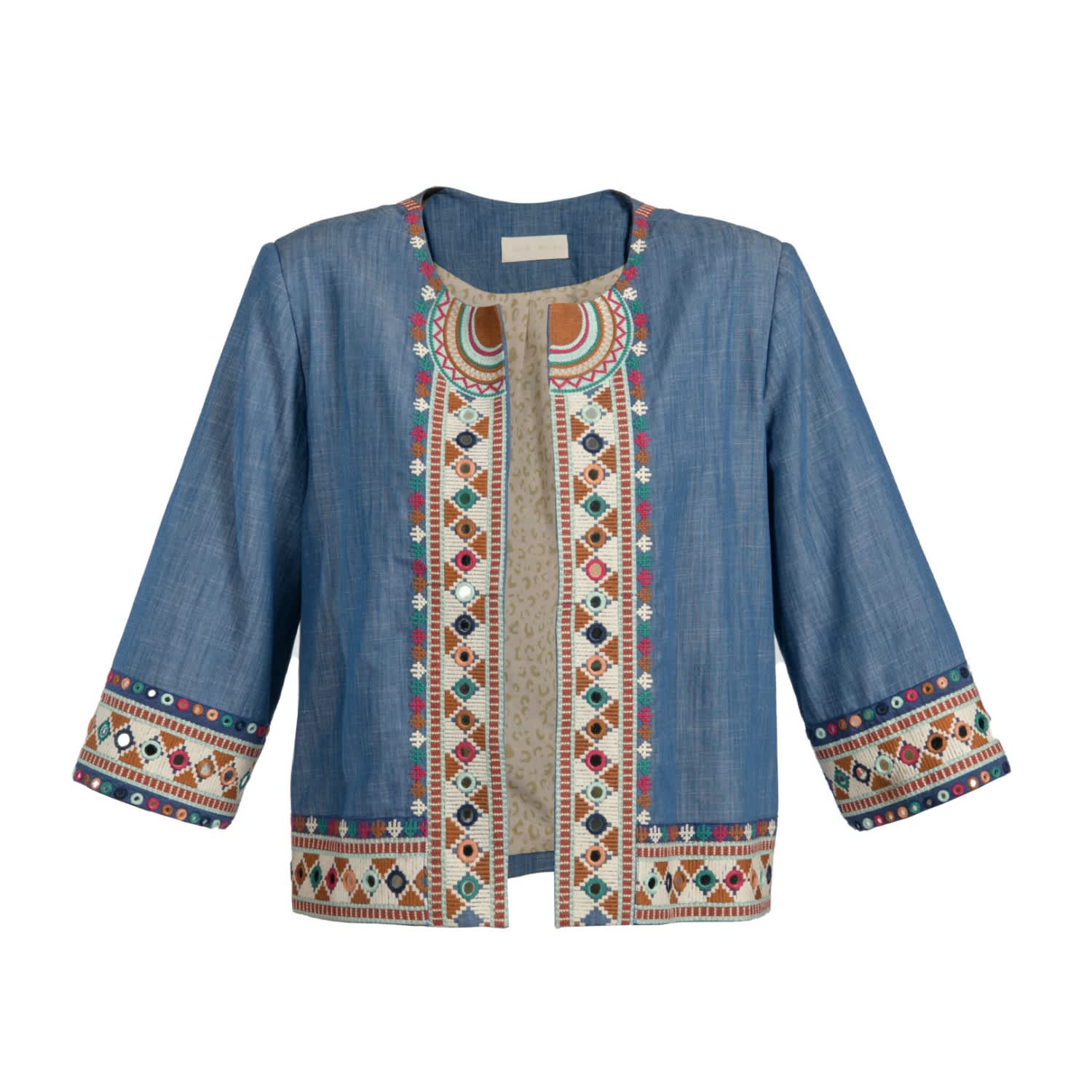 mirror work denim jacket