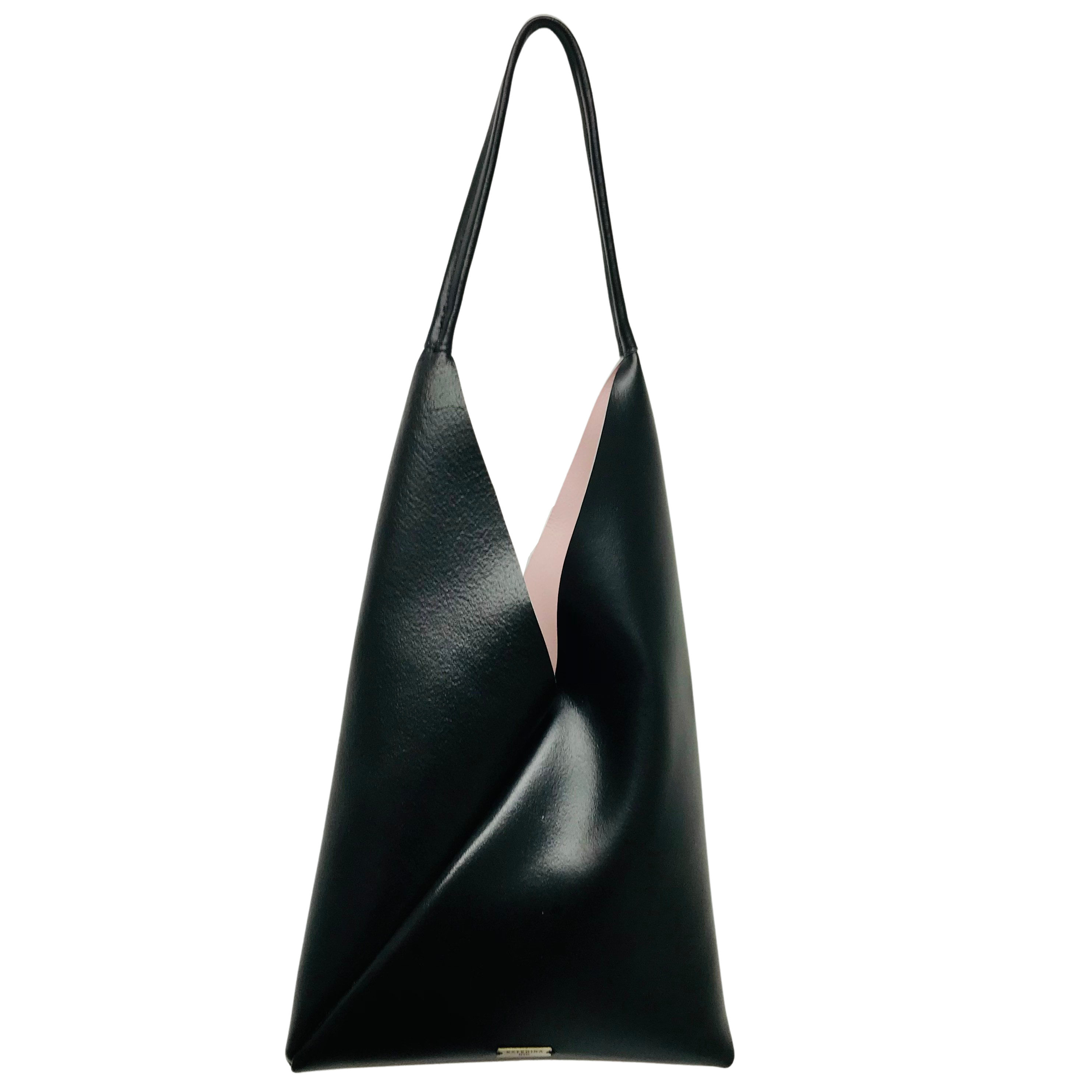 Katerina Nyc Women's Bento Leather Shoulder Bag - Black & Blush In Black