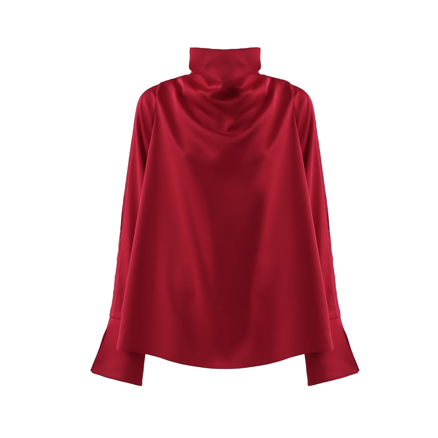 Julia Allert Women's Designer Longsleeve Blouse Satin Red In Red