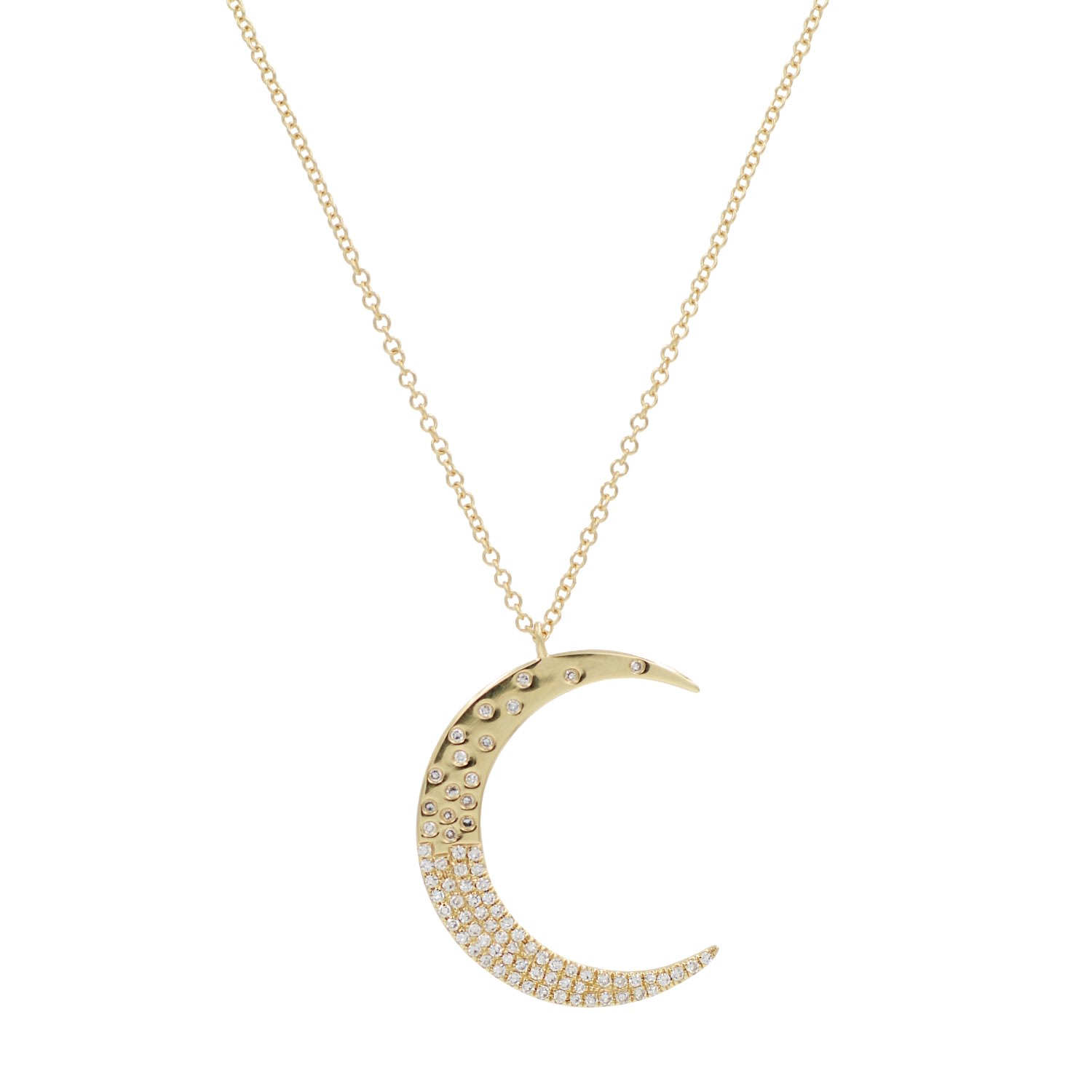 Women’s Crescent Moon Necklace With Diamonds In 14K Gold Kamaria