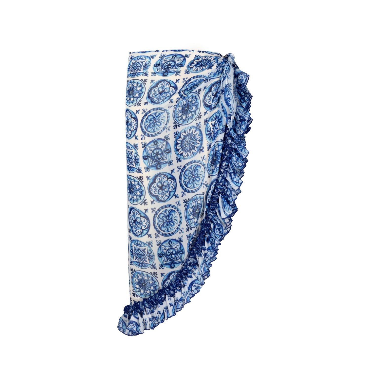 Nur Karaata Women's Blue Lily Bleu Blanc Cover Up In Blue