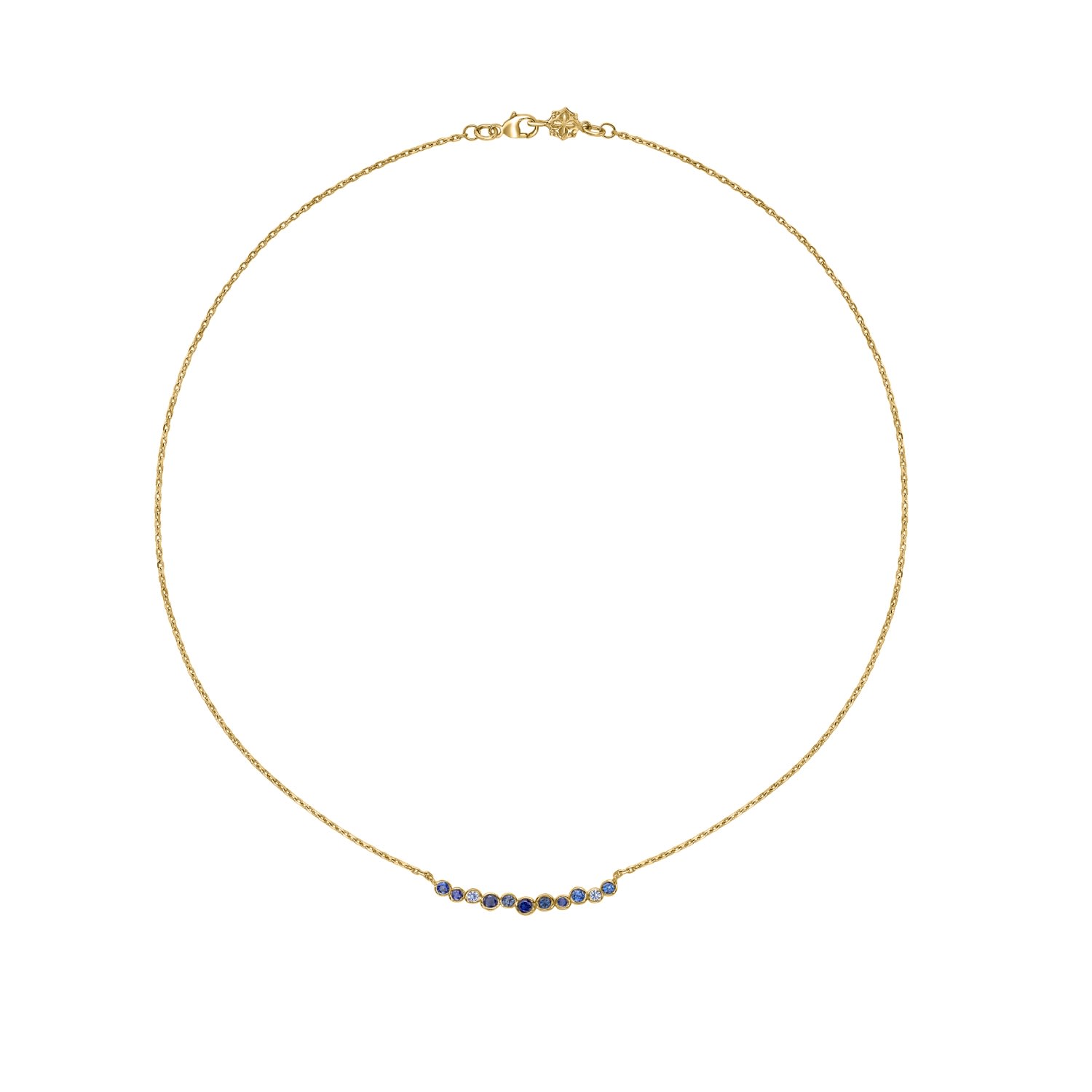 Women’s Fine Yellow Gold Sapphire & Aquamarine Medium Cascade Necklace Dower & Hall