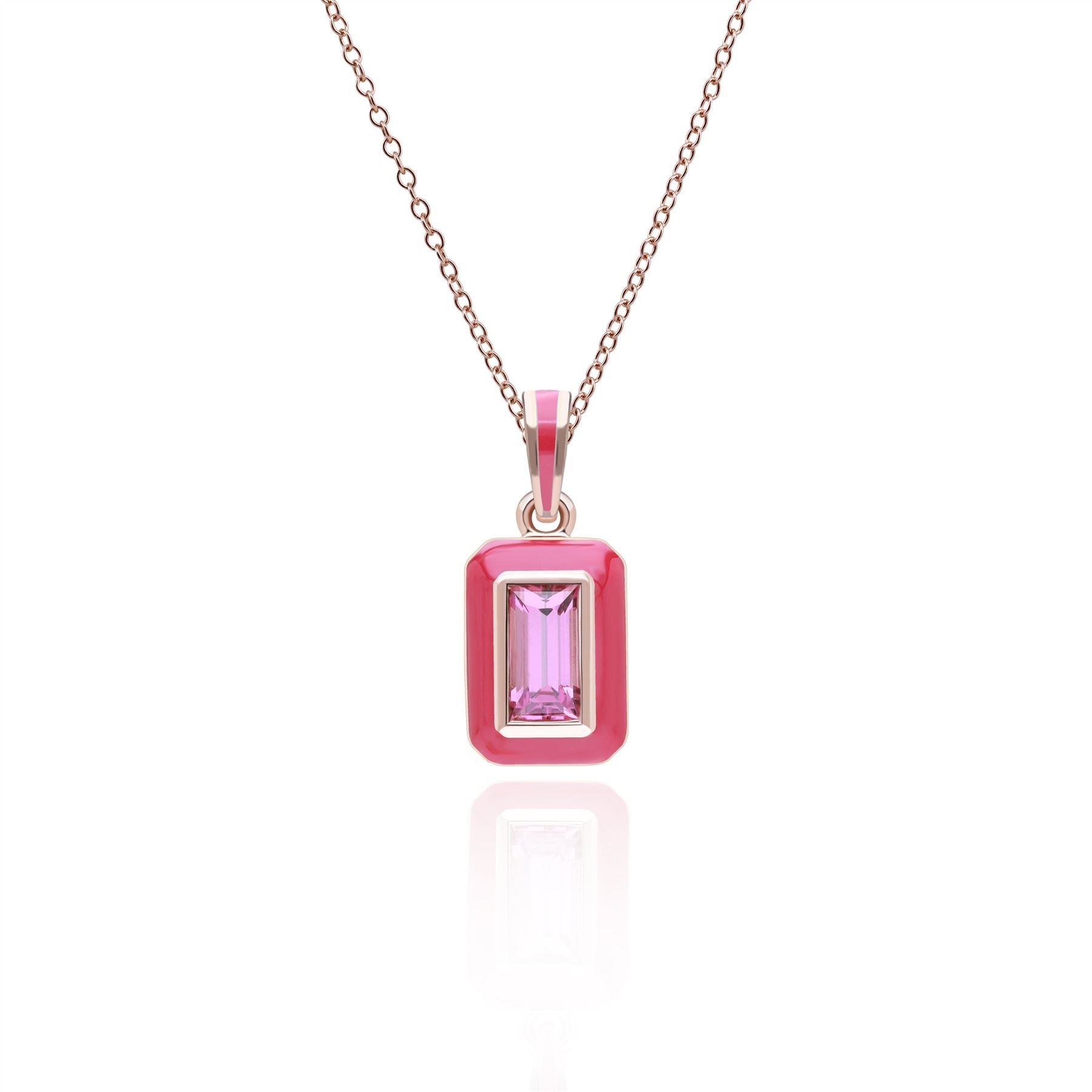 Women’s Pink / Purple Siberian Waltz Pink Enamel & Baguette Rhodolite Pendant In Rose Gold Plated Sterling Silver Gemondo