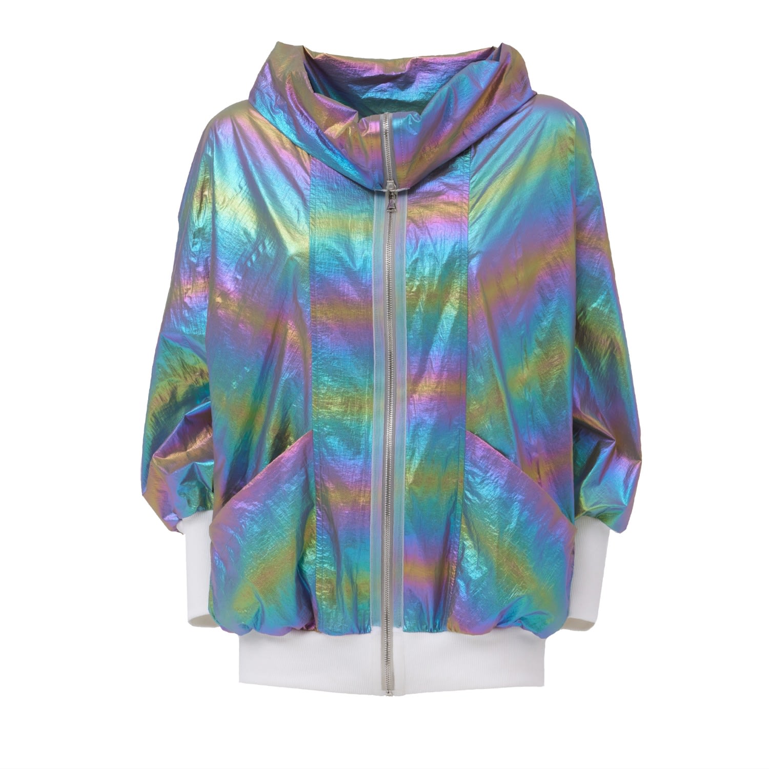 Women’s Blue Oversized Zip-Up Bomber Jacket Multicolor Extra Small Julia Allert