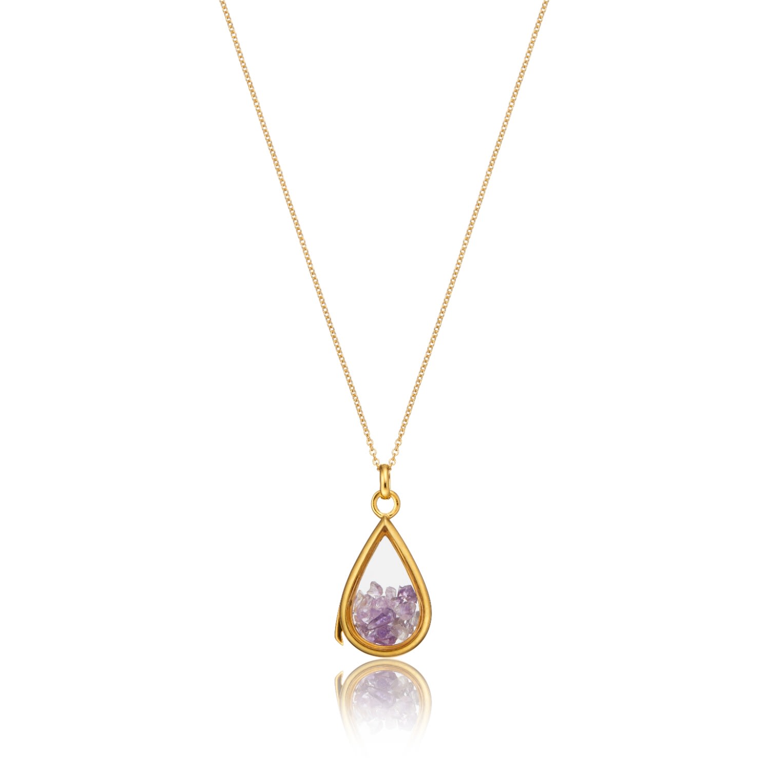 Lily & Roo Women's Gold Glass Amethyst Teardrop Locket In Gold