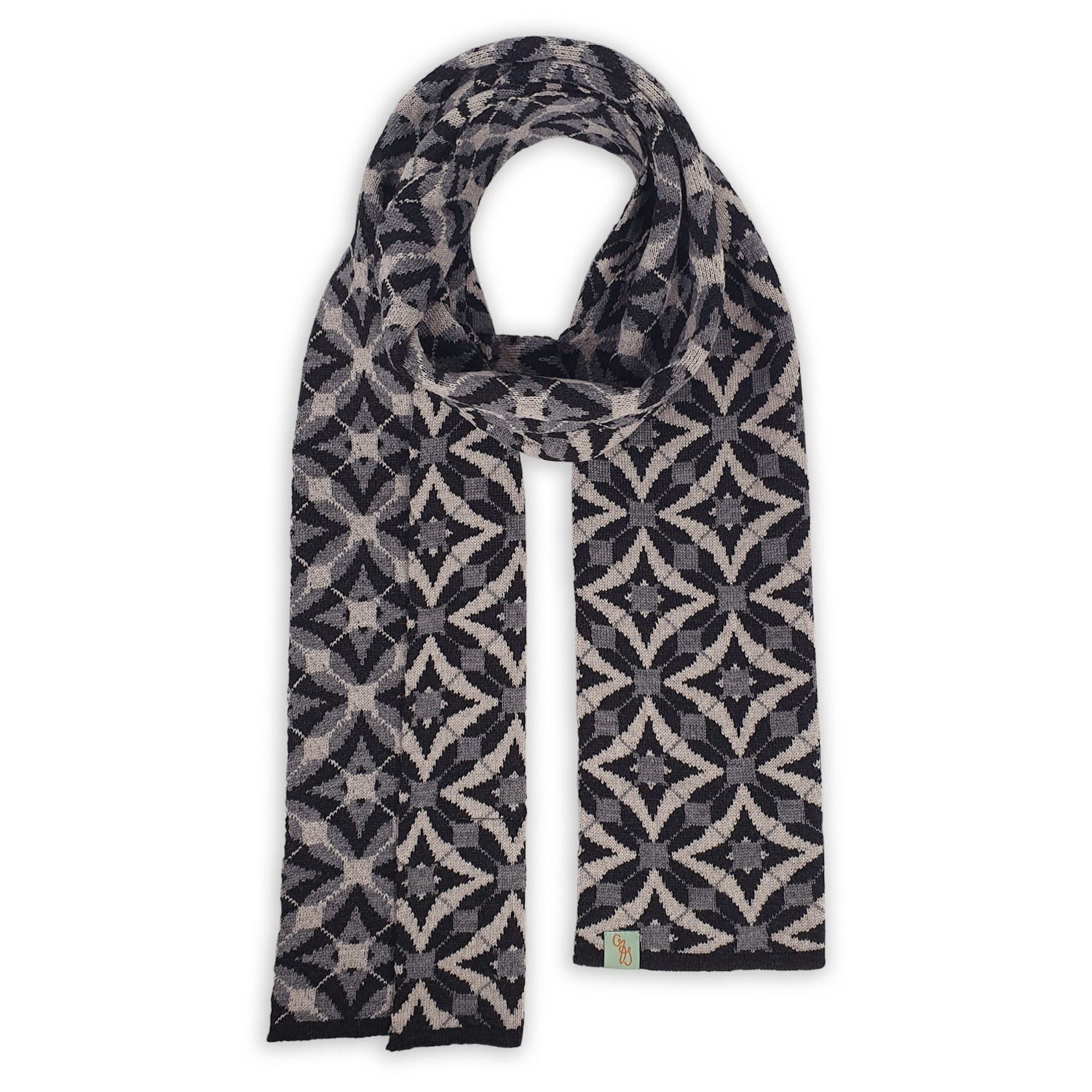 Otto & Spike Women's Black / Grey Scarves - Lara - Black, College Grey In Multi
