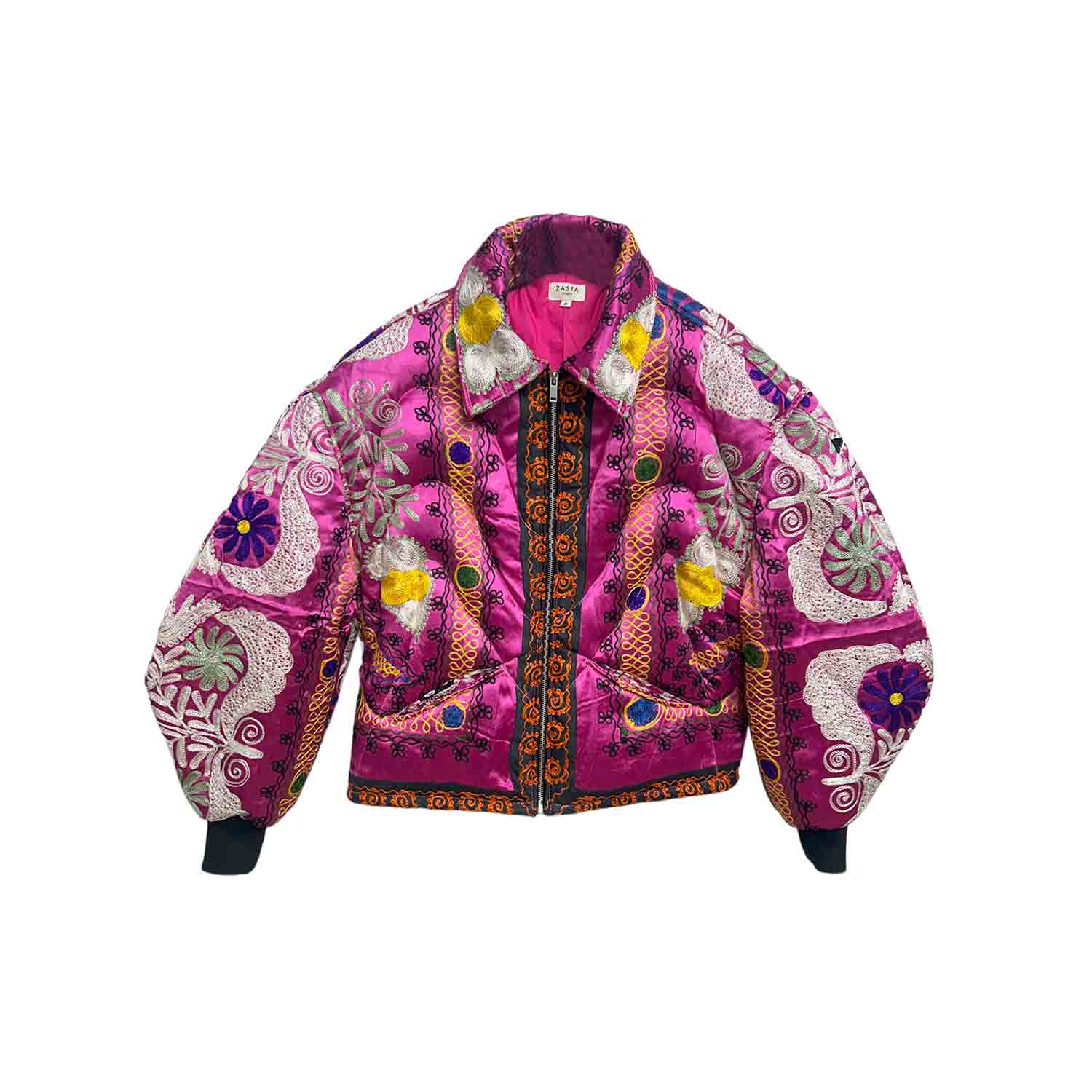 Zasta Studio Men's Unknown Tapestries  Pure Silk Bomber Jacket Small A