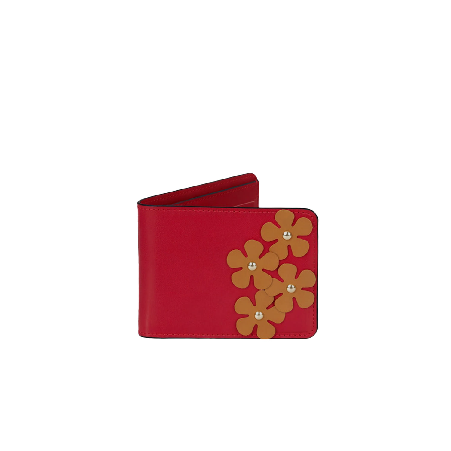 Women's Red / Brown Tobacco Brown & Red Flower Wallet | F3Rog by Rana