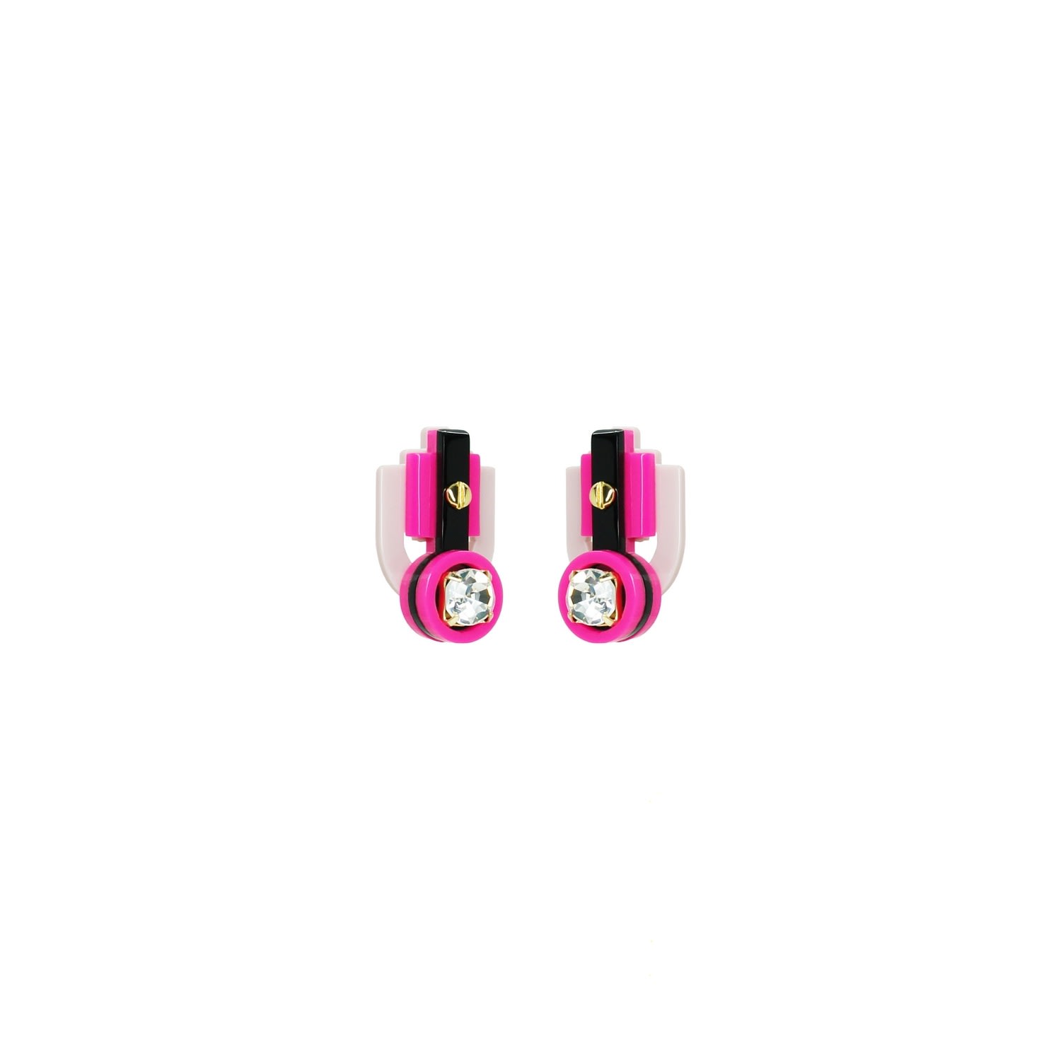 Gissa Bicalho Women's Pink / Purple Handmade Acrylic Earring S Stone Rhinestones Pink